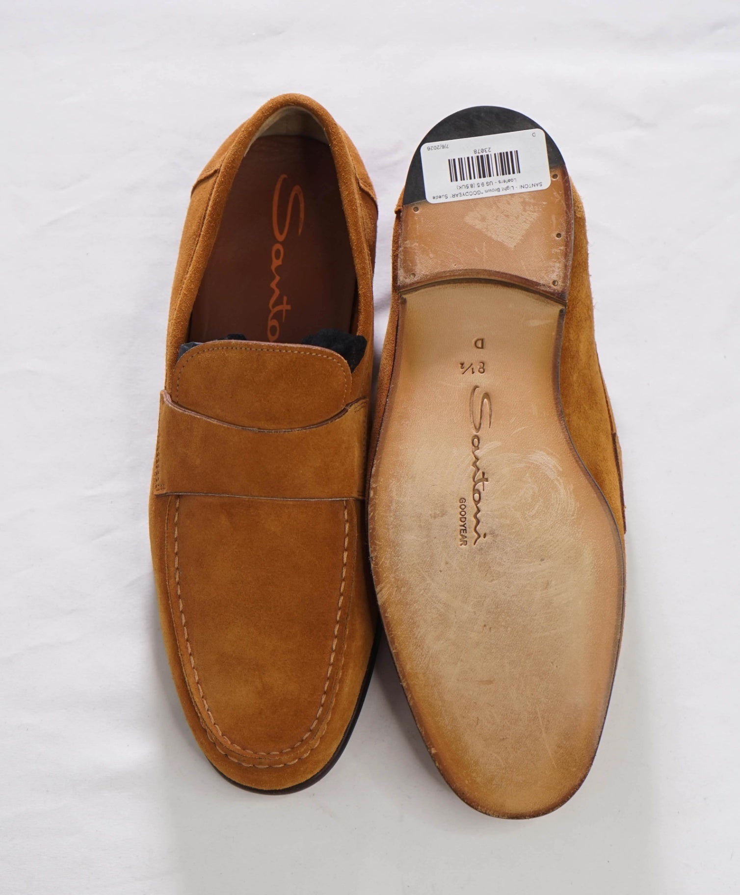 $1,090 SANTONI - Brown "GOODYEAR" Loafers - US 9.5 (8.5UK)
