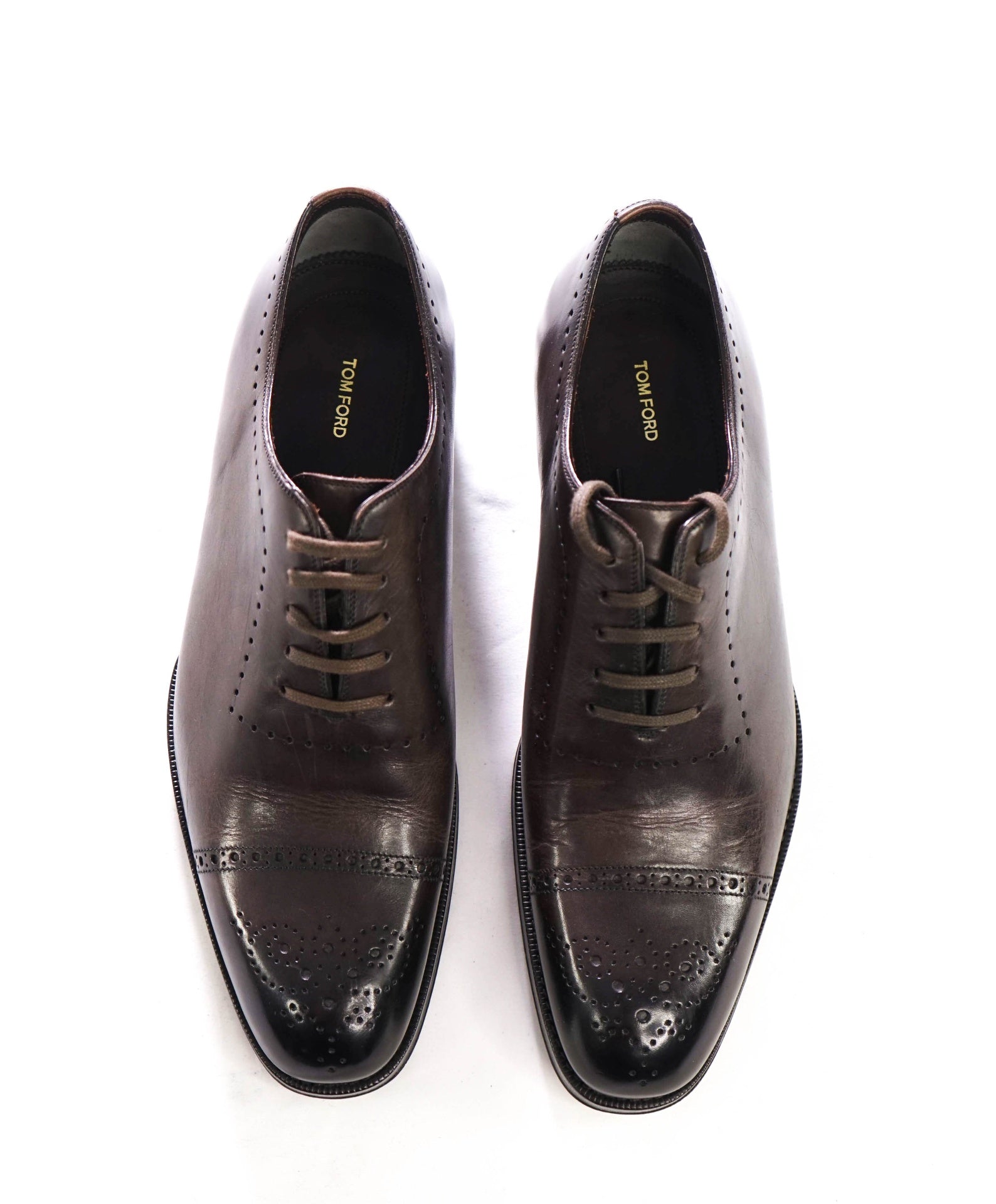 $1,995 TOM FORD - Brown Leather Brogue Oxfords - US 9 (8UK)