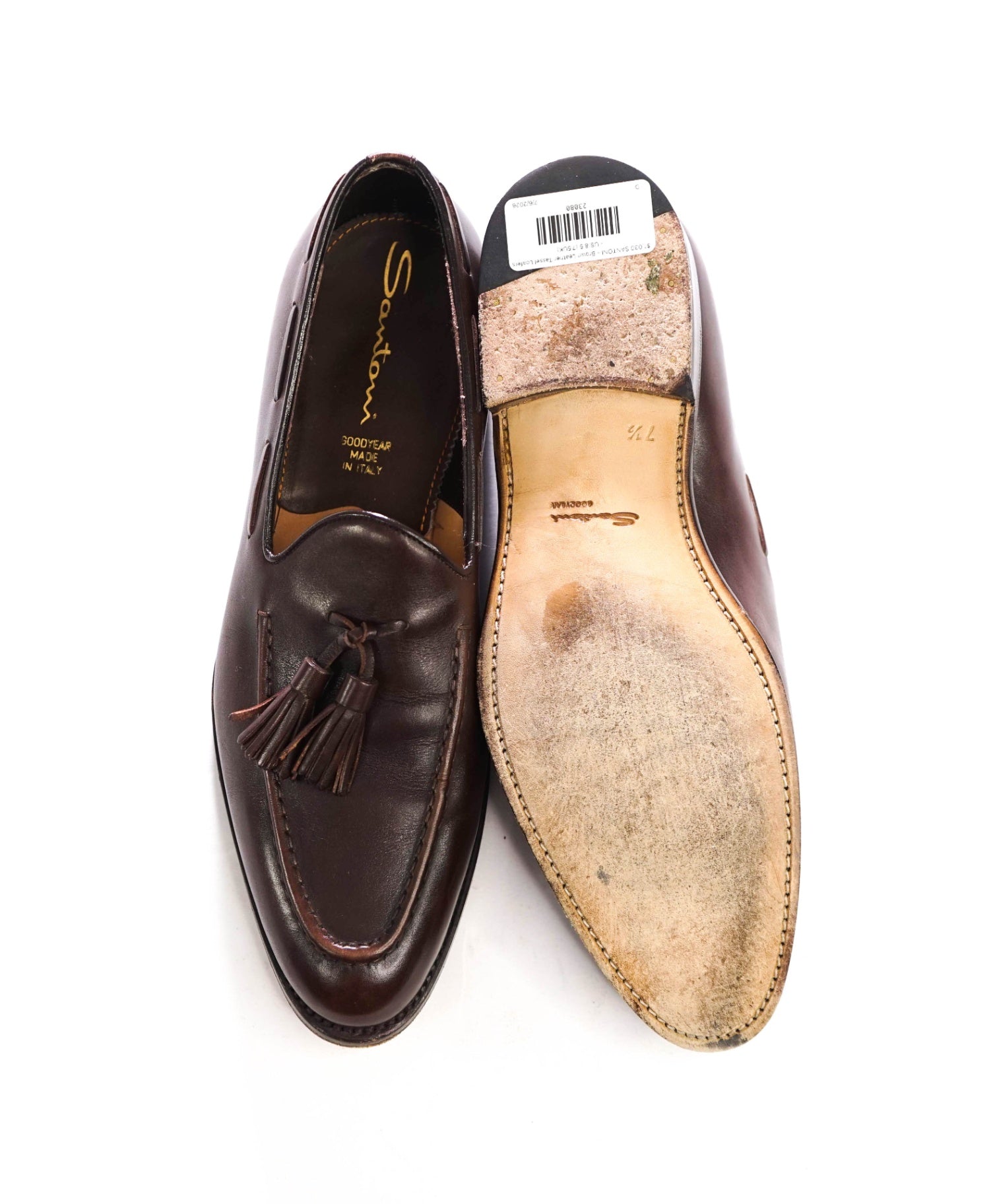 $1,030 SANTONI - Brown GOODYEAR Tassel Loafers - US 8.5 (7.5UK)