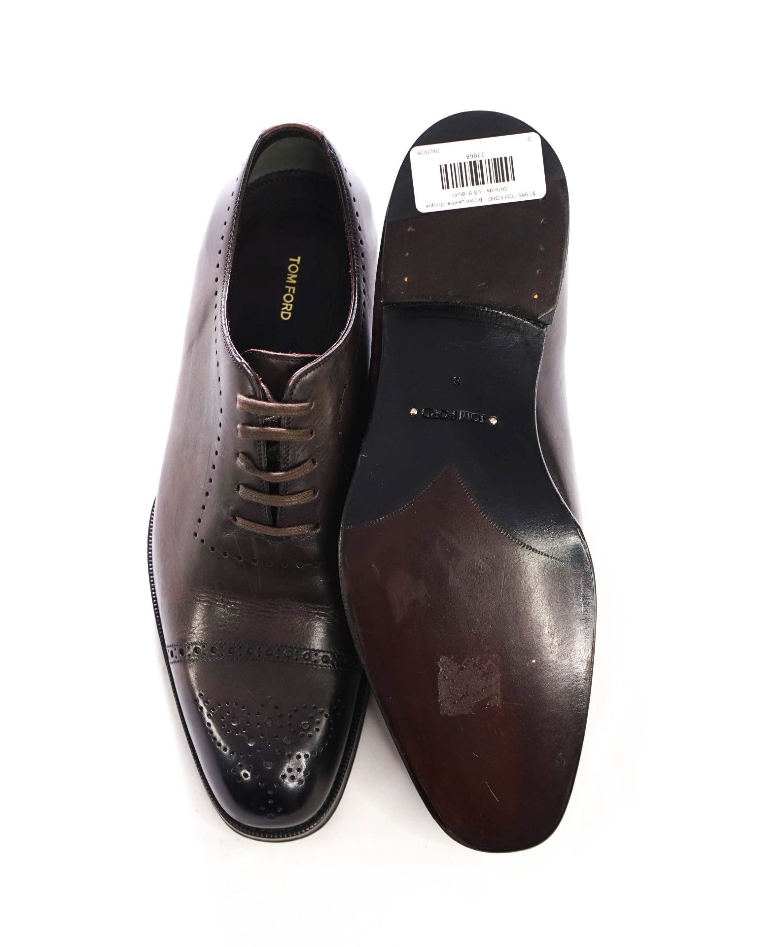 $1,995 TOM FORD - Brown Leather Brogue Oxfords - US 9 (8UK)