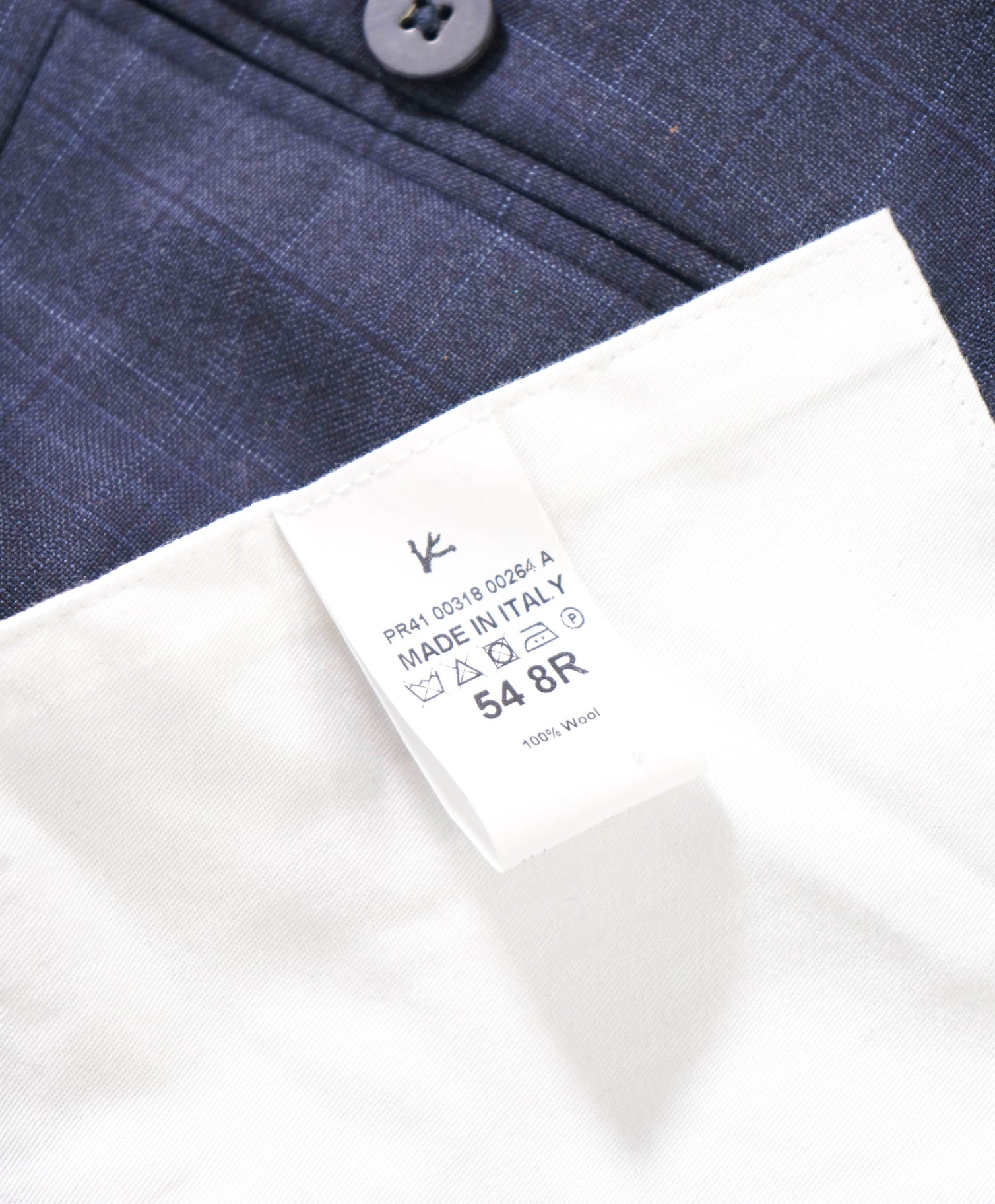 $795 ISAIA - Navy Blue Plaid Wool Pants - 38W