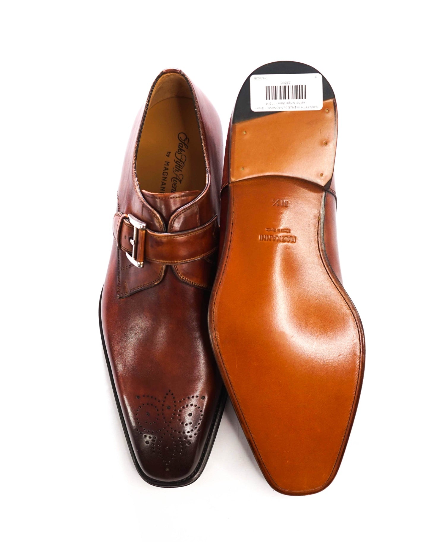 $500 MAGNANNI - Brown Leather Single Monk - 11.5 M