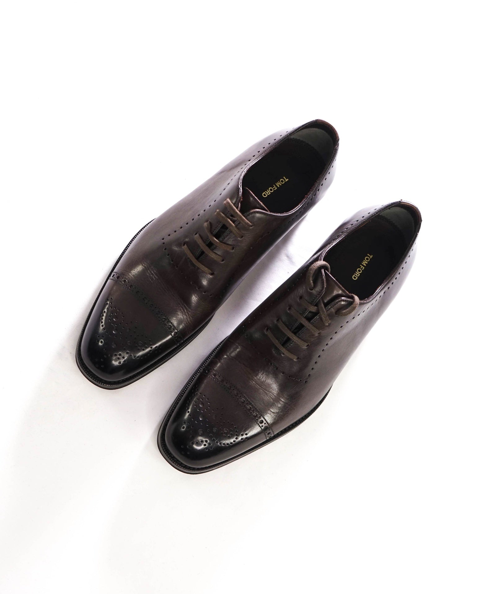 $1,995 TOM FORD - Brown Leather Brogue Oxfords - US 9 (8UK)