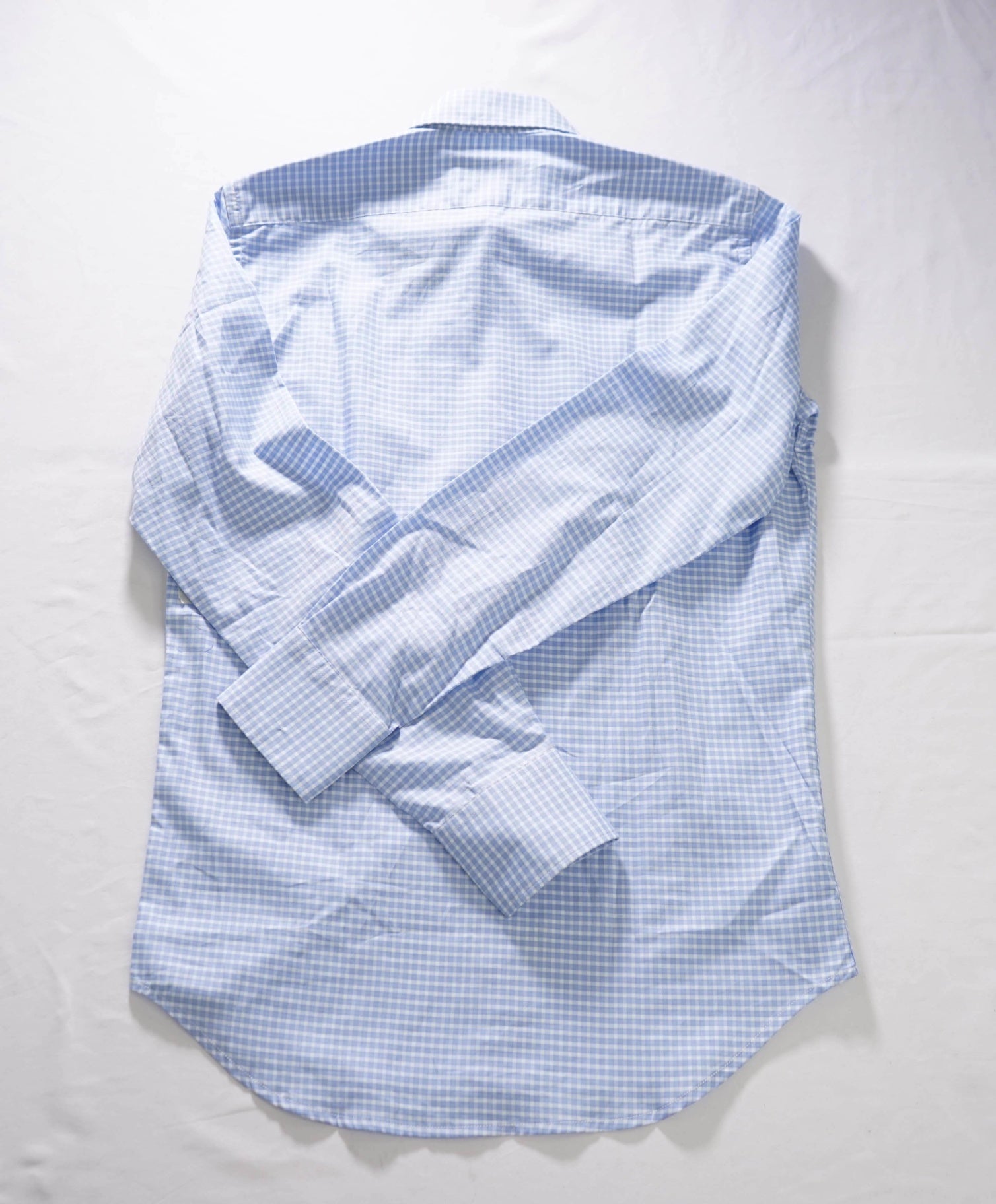 $375 CANALI - Blue Gingham Cotton Shirt - S