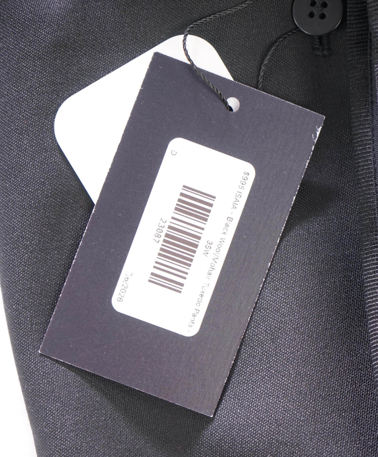 $995 ISAIA - Black Wool/Mohair Tuxedo Pants - 35W
