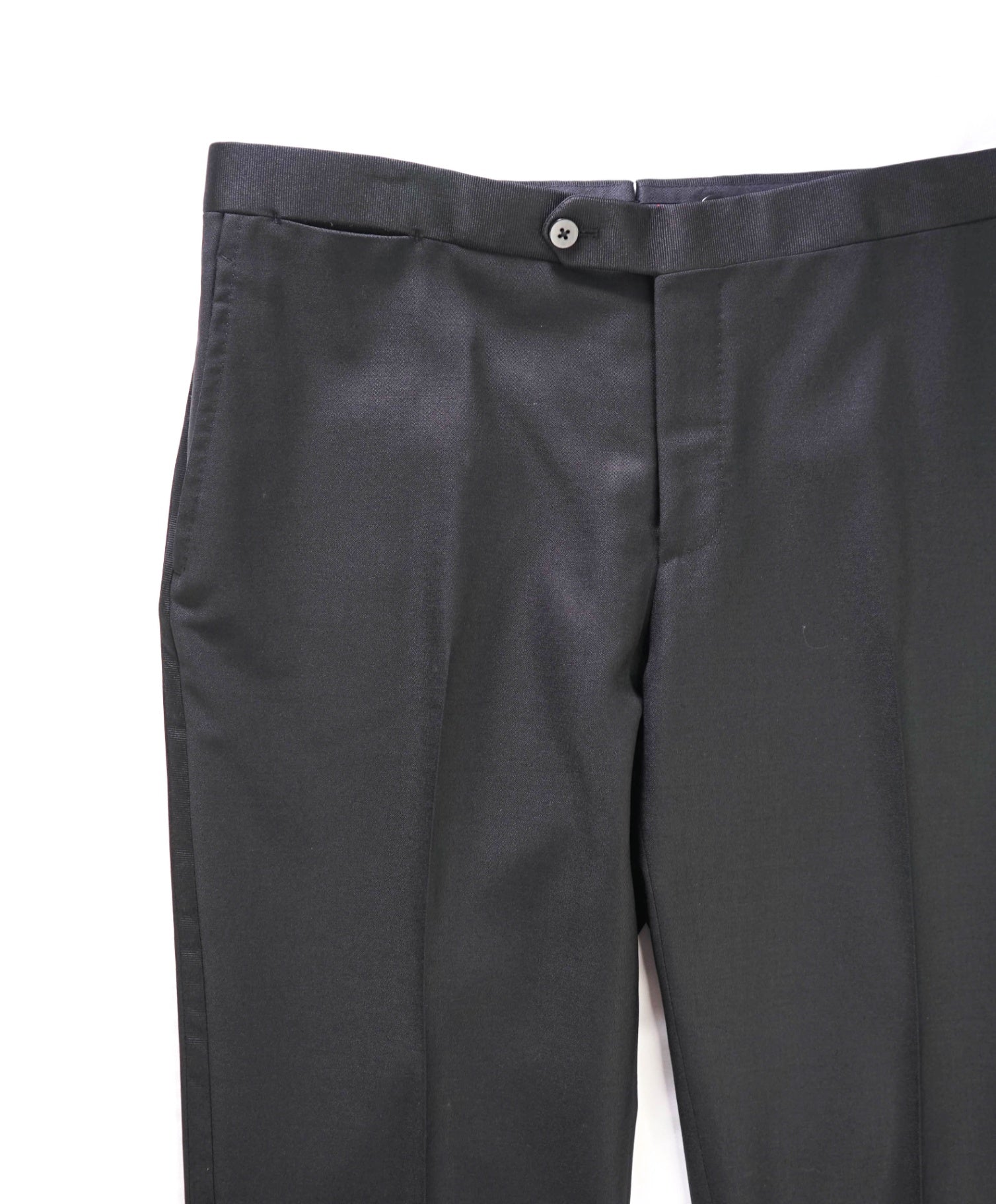 $995 ISAIA - Black Wool/Mohair Tuxedo Pants - 35W
