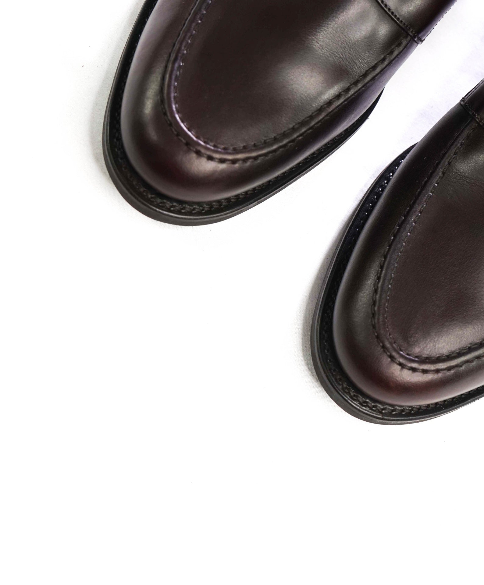 $450 LOAKE - Brown Leather Penny Loafers - US 12 (11UK)