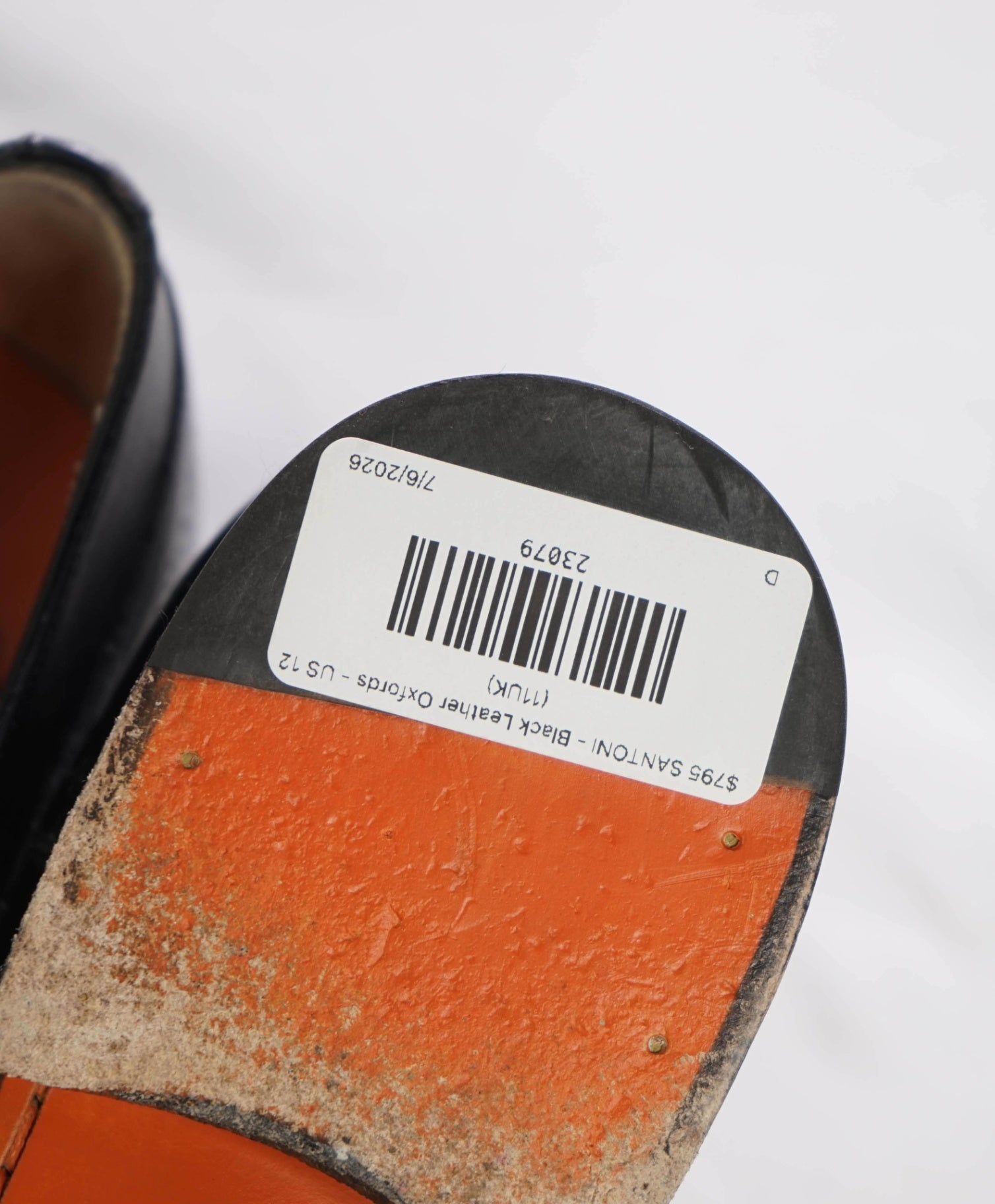 $795 SANTONI - Black Leather Oxfords - US 12 (11UK)