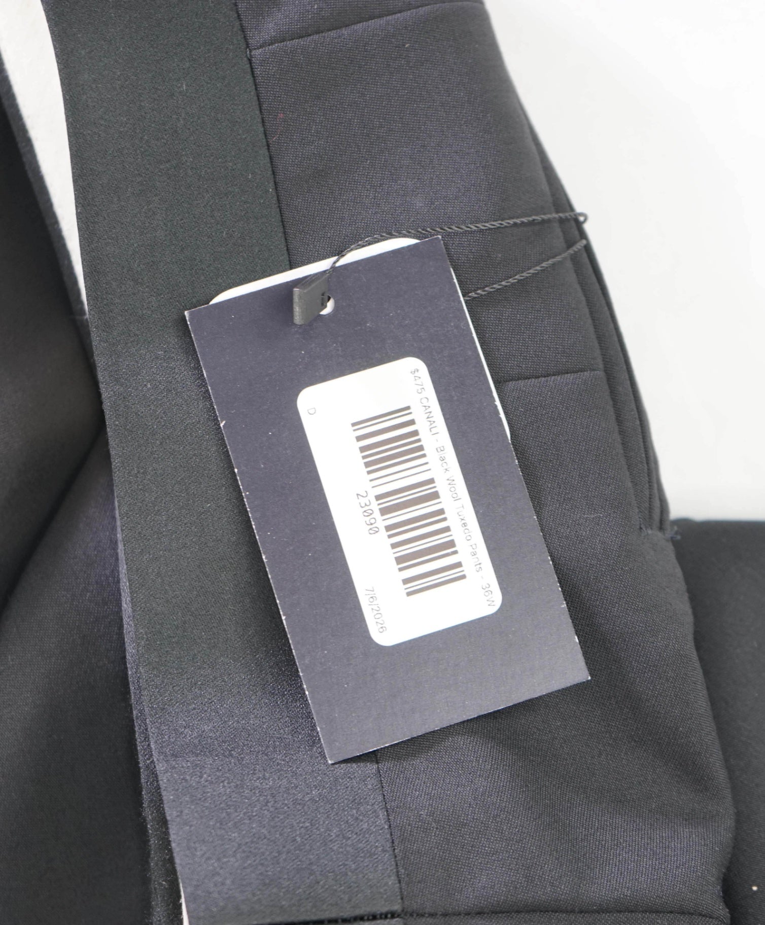 $475 CANALI *EXCLUSIVE* - Black Wool Tuxedo Pants - 36W