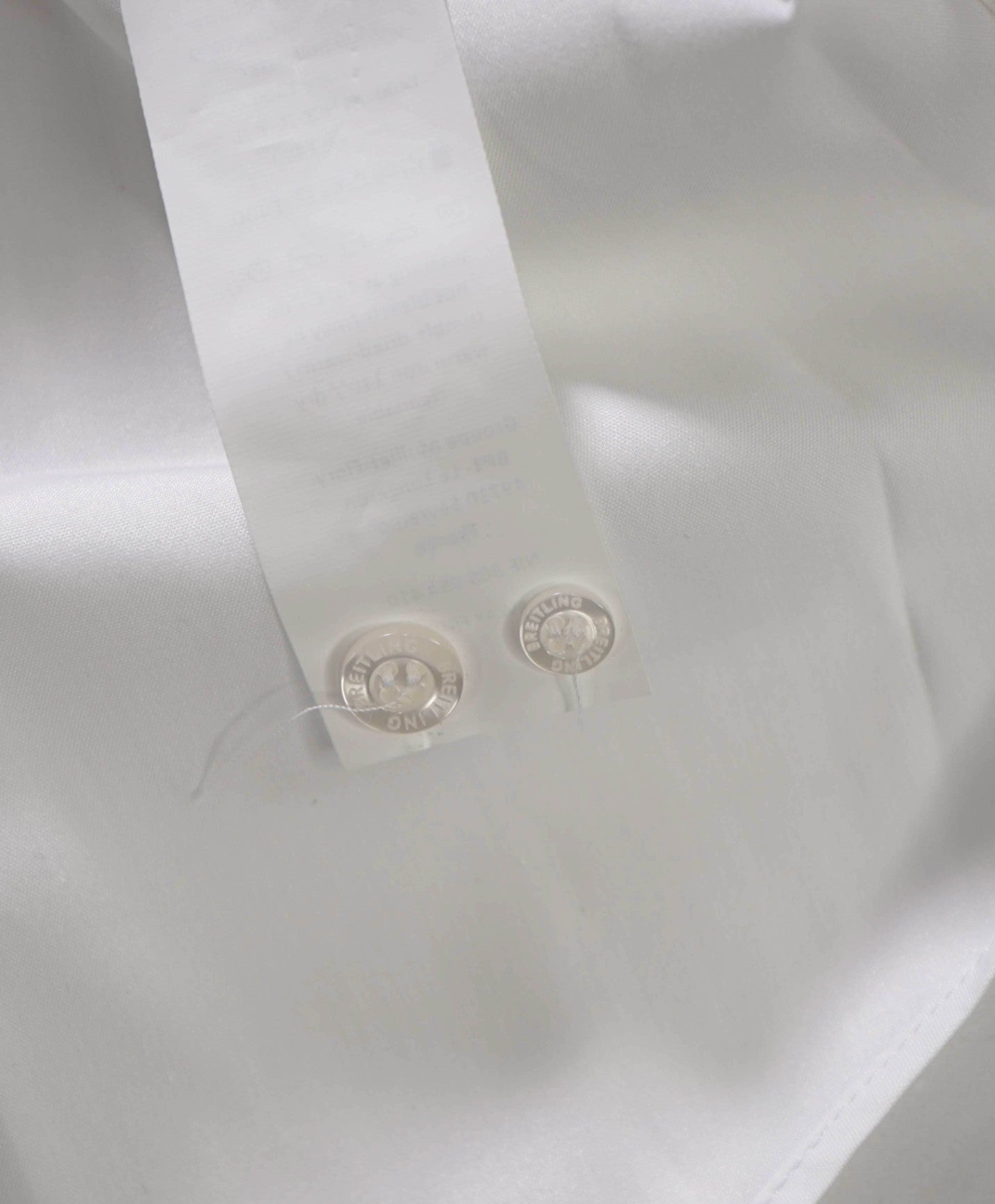$325 BREITLING - Solid White Polyester/Cotton Dress Shirt - 14.5/15