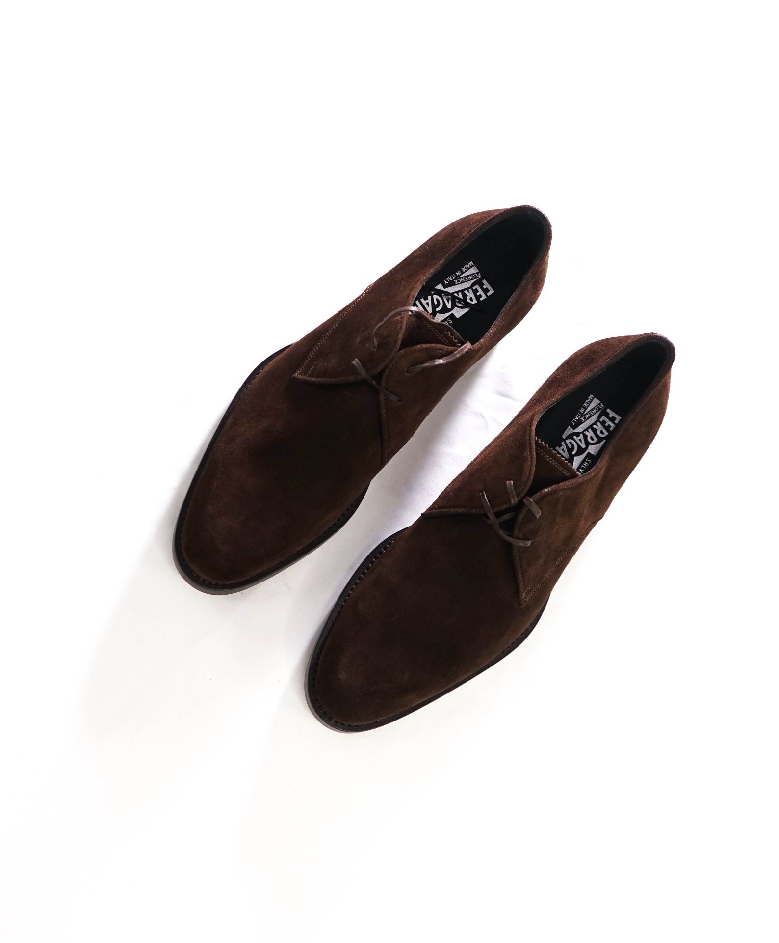 $880 FERRAGAMO - Brown Suede Derby - 8.5 E