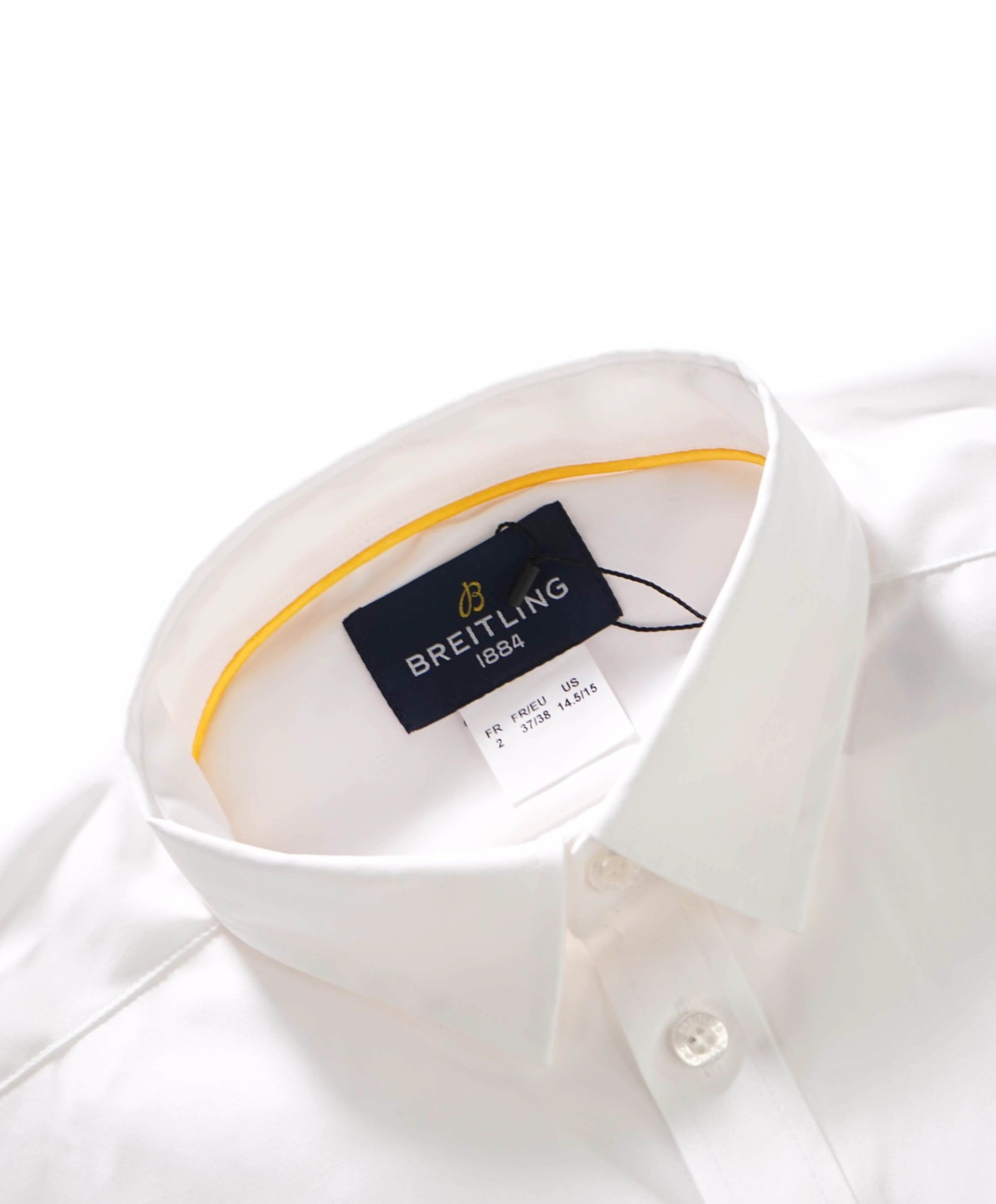 $325 BREITLING - Solid White Polyester/Cotton Dress Shirt - 14.5/15