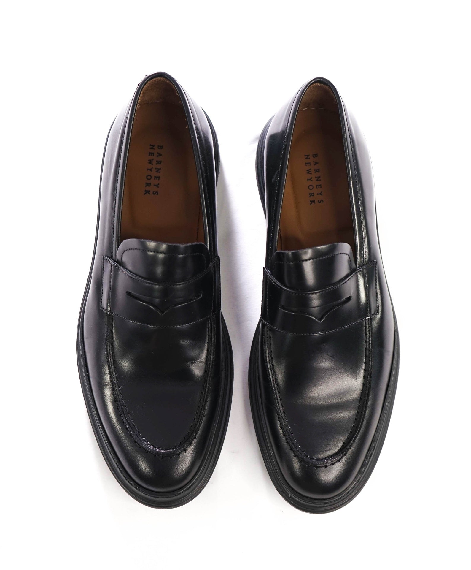 BARNEYS NEW YORK - Black Leather LUG SOLE Loafers - 9 M