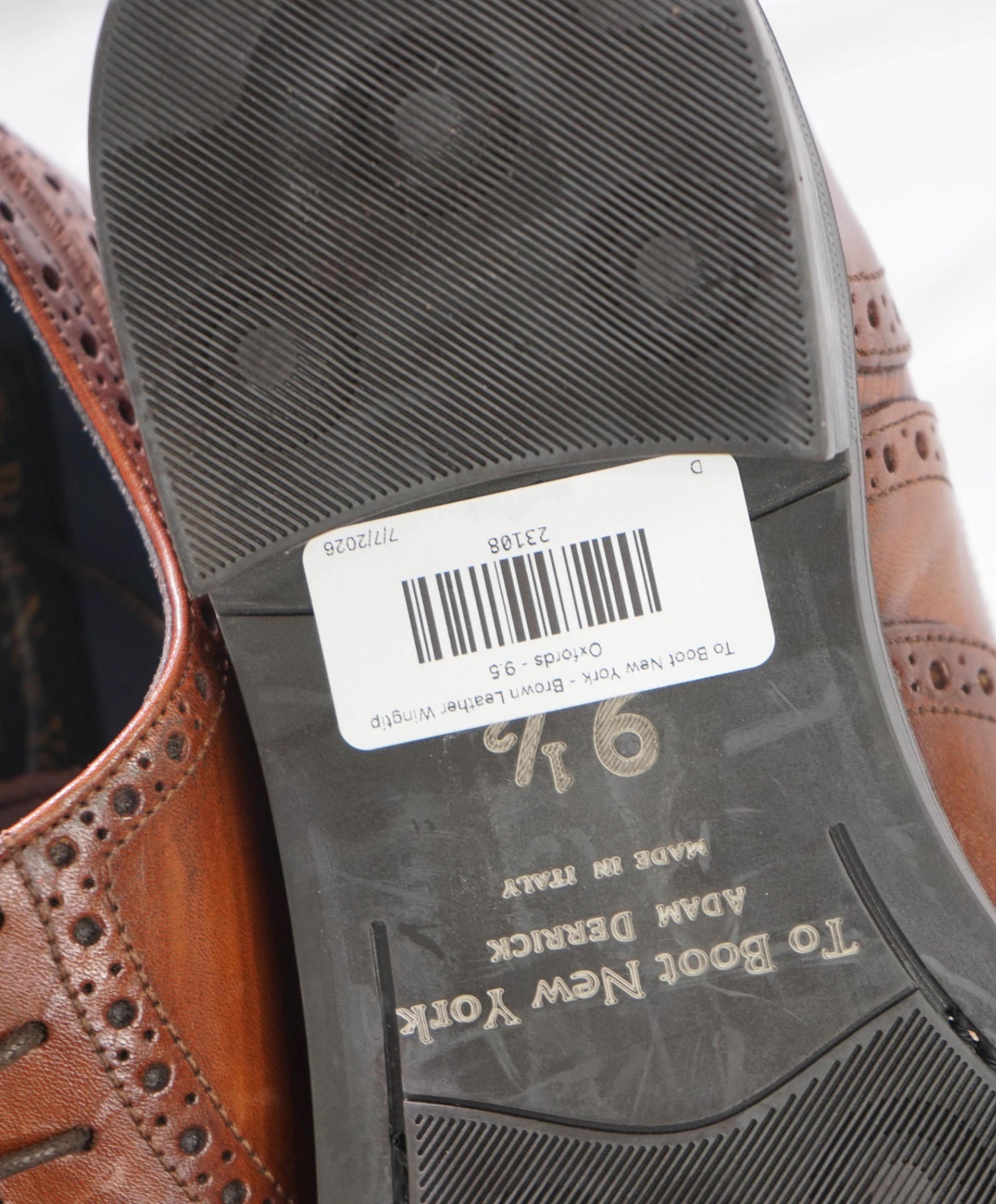 $425 To Boot New York - Brown Leather Wingtip Oxfords - 9.5