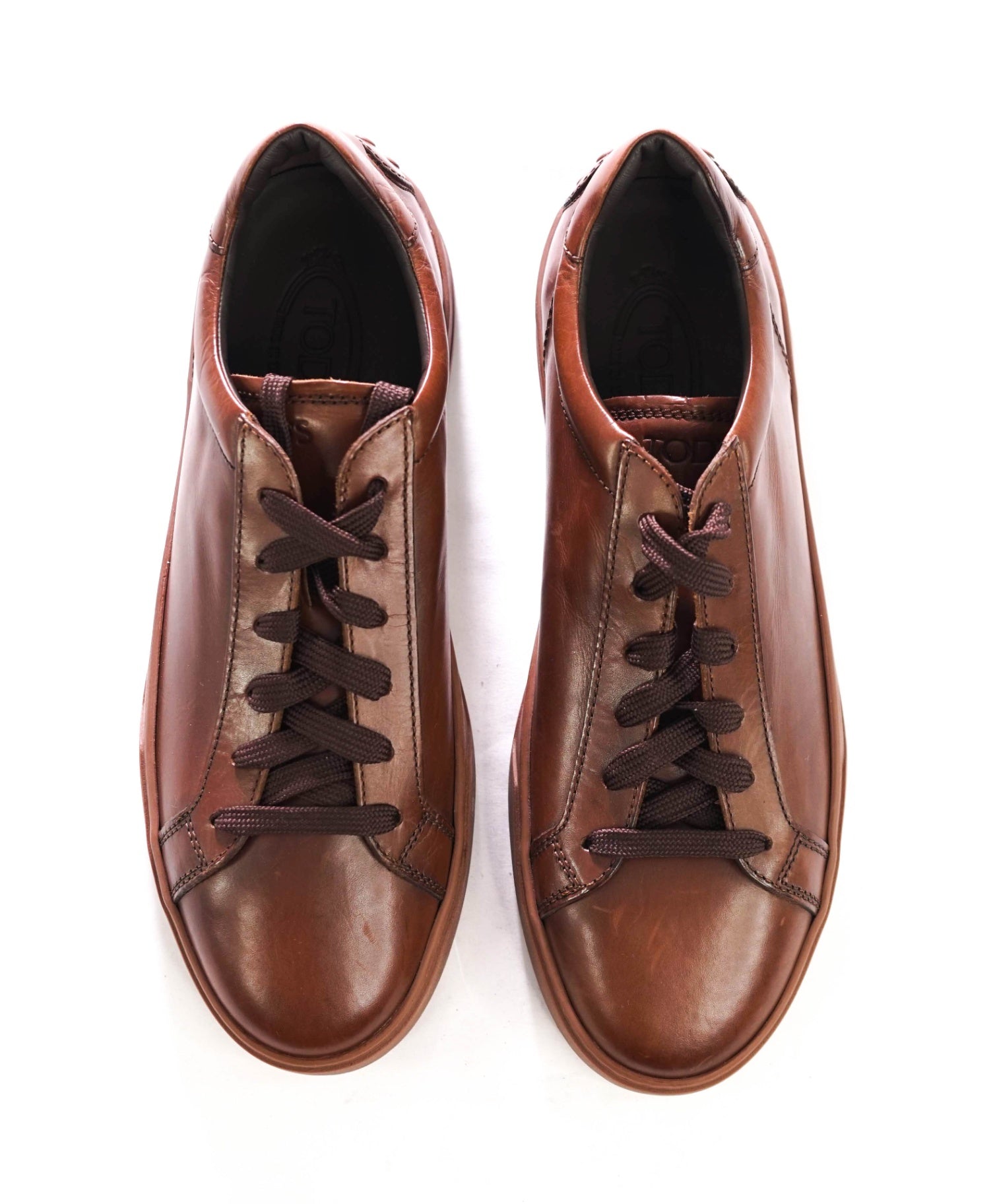 $750 TOD'S - Brown Leather Sneakers - US 10 (9UK)