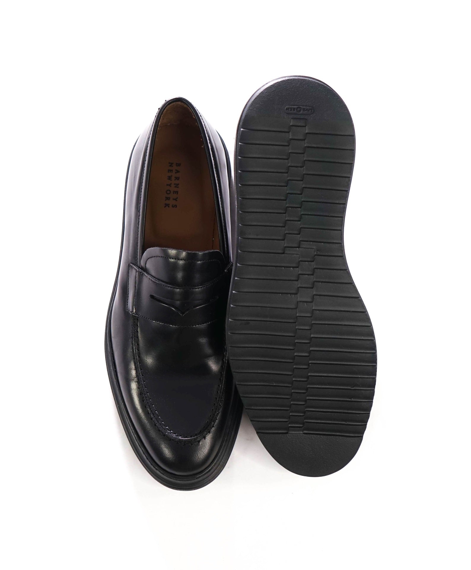 BARNEYS NEW YORK - Black Leather LUG SOLE Loafers - 9 M