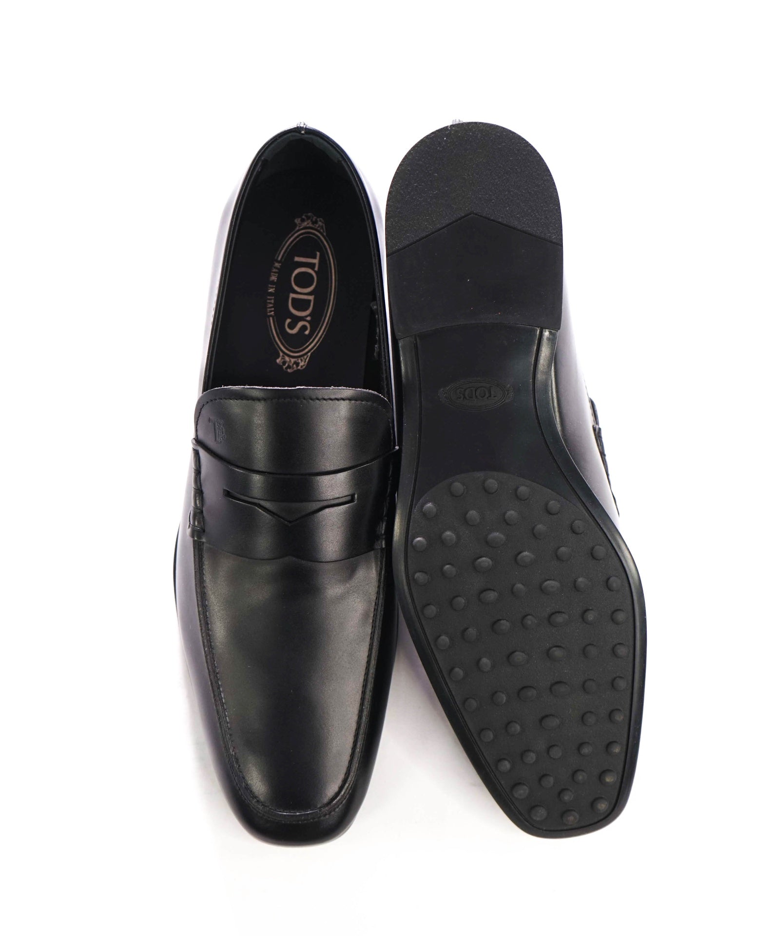 $925 TOD'S - Black Leather Penny Loafers - US 10 (9UK)