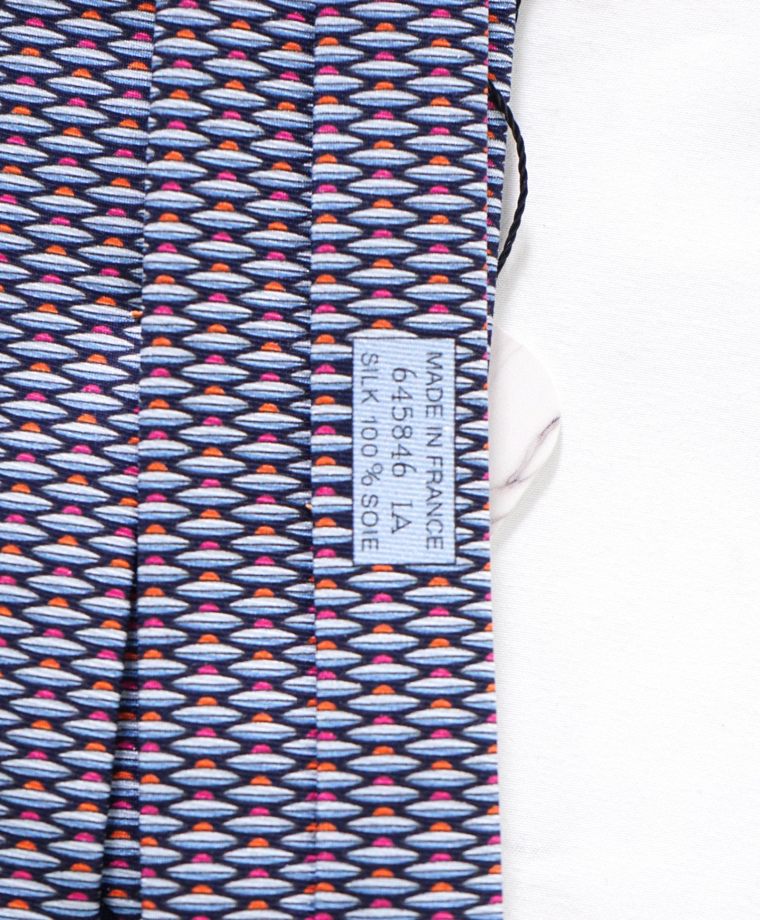 $300 HERMES - Navy UFO Print Silk - 3.25" Tie