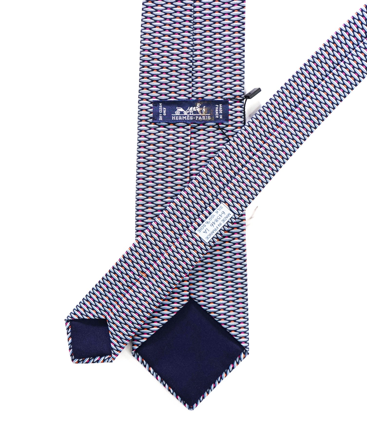 $300 HERMES - Navy UFO Print Silk - 3.25" Tie