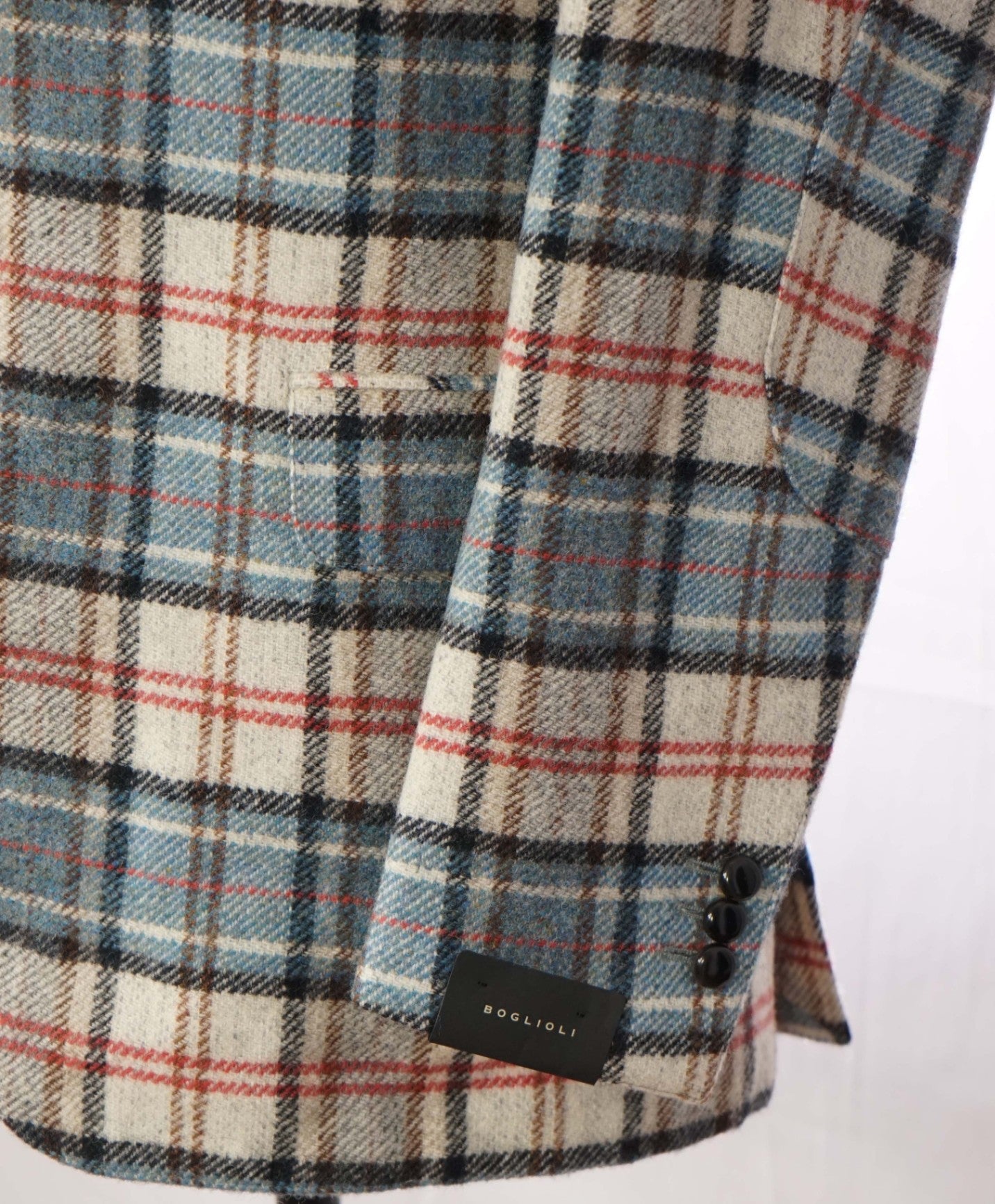 BOGLIOLI - Blue/Ivory Plaid Wool 6Btn Coat/Blazer - 44R