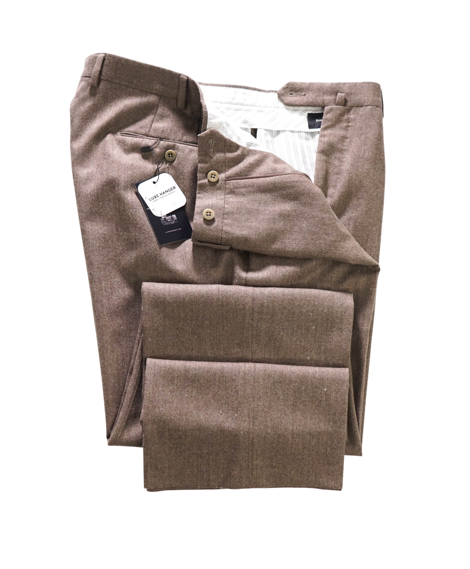 $600 ZEGNA - Light Brown Wool Pants - 38W