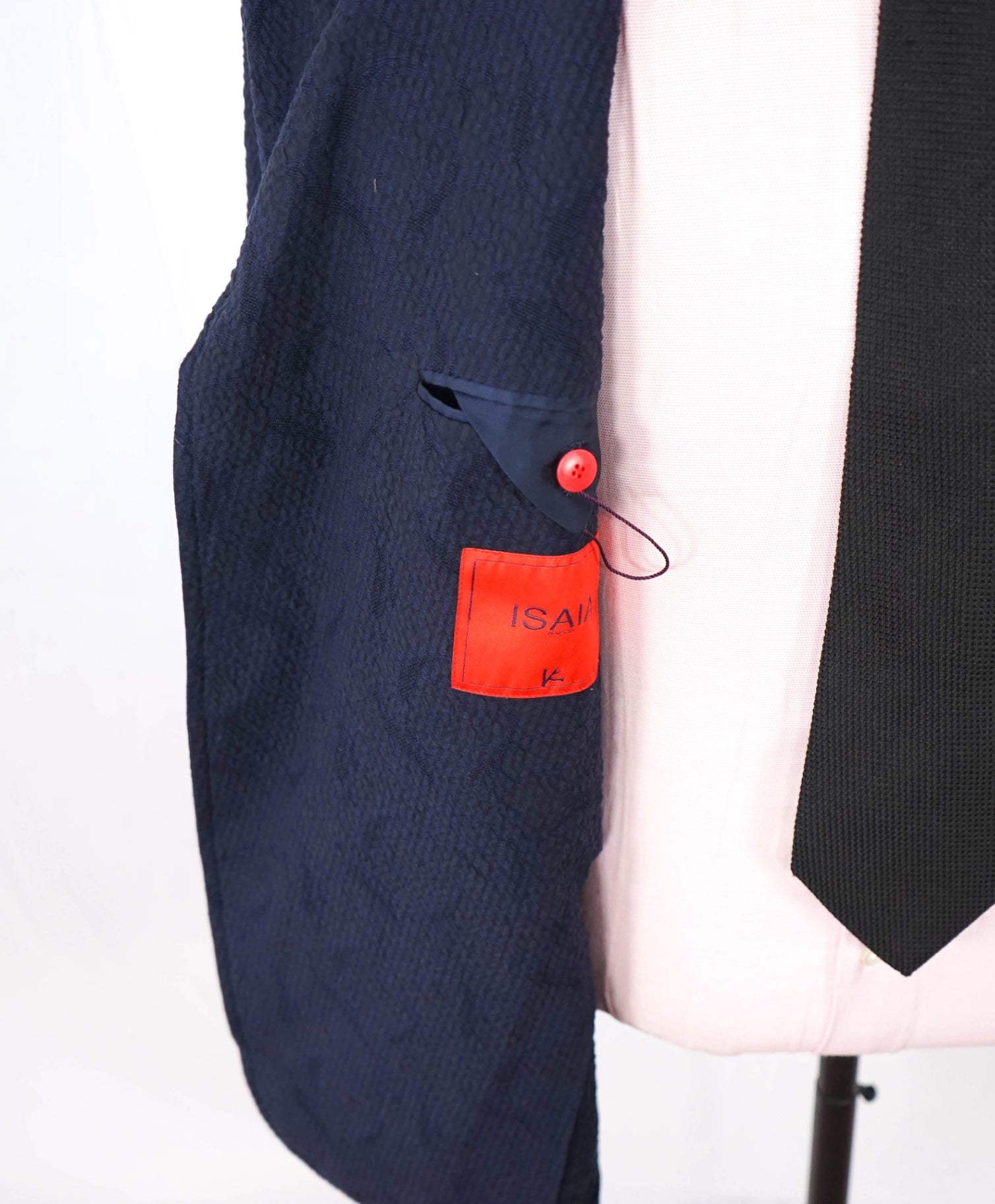 $3,000 ISAIA - Navy Blue Floral Seersucker Sport Jacket - 50R US