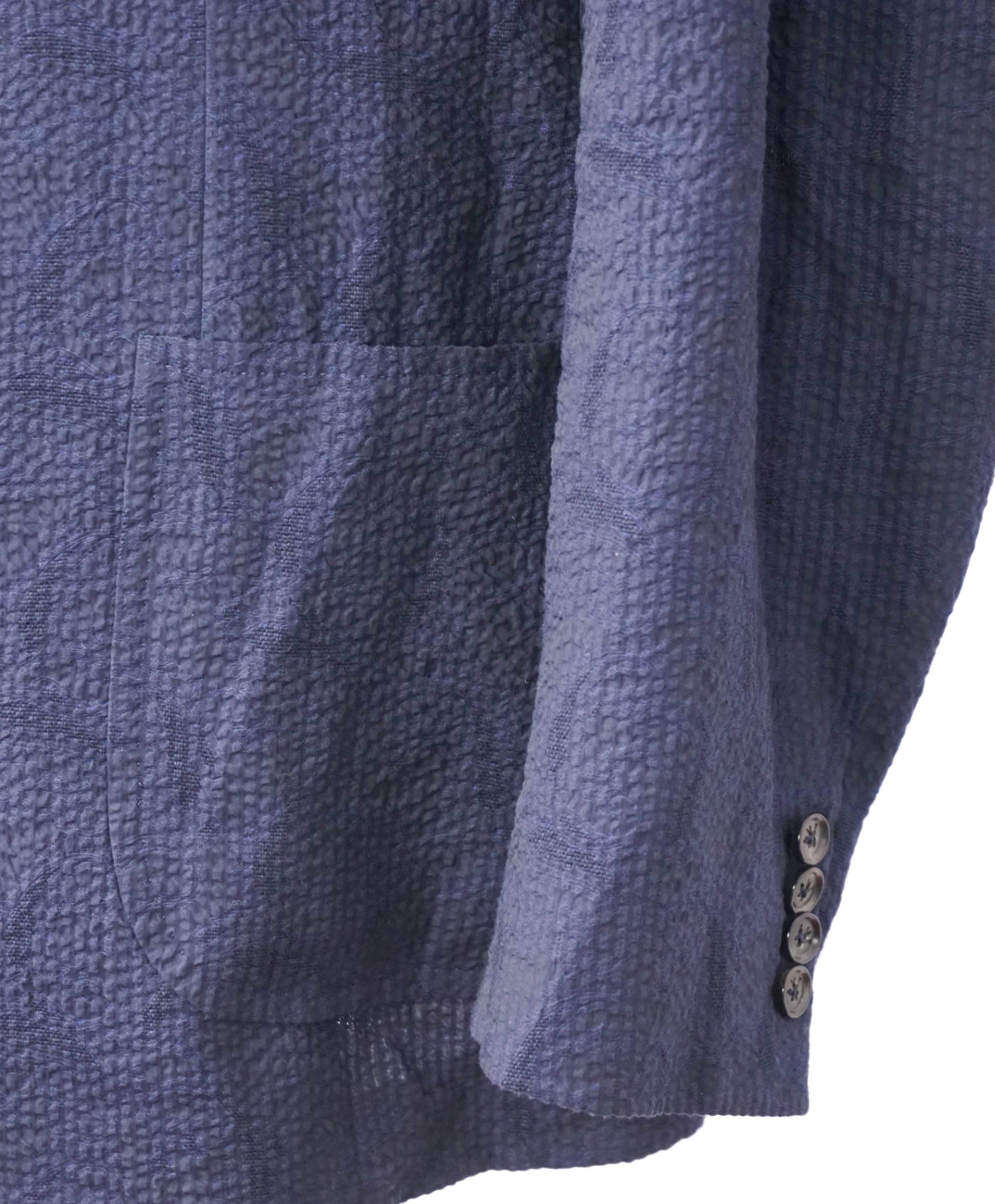 $3,000 ISAIA - Navy Blue Floral Seersucker Sport Jacket - 50R US
