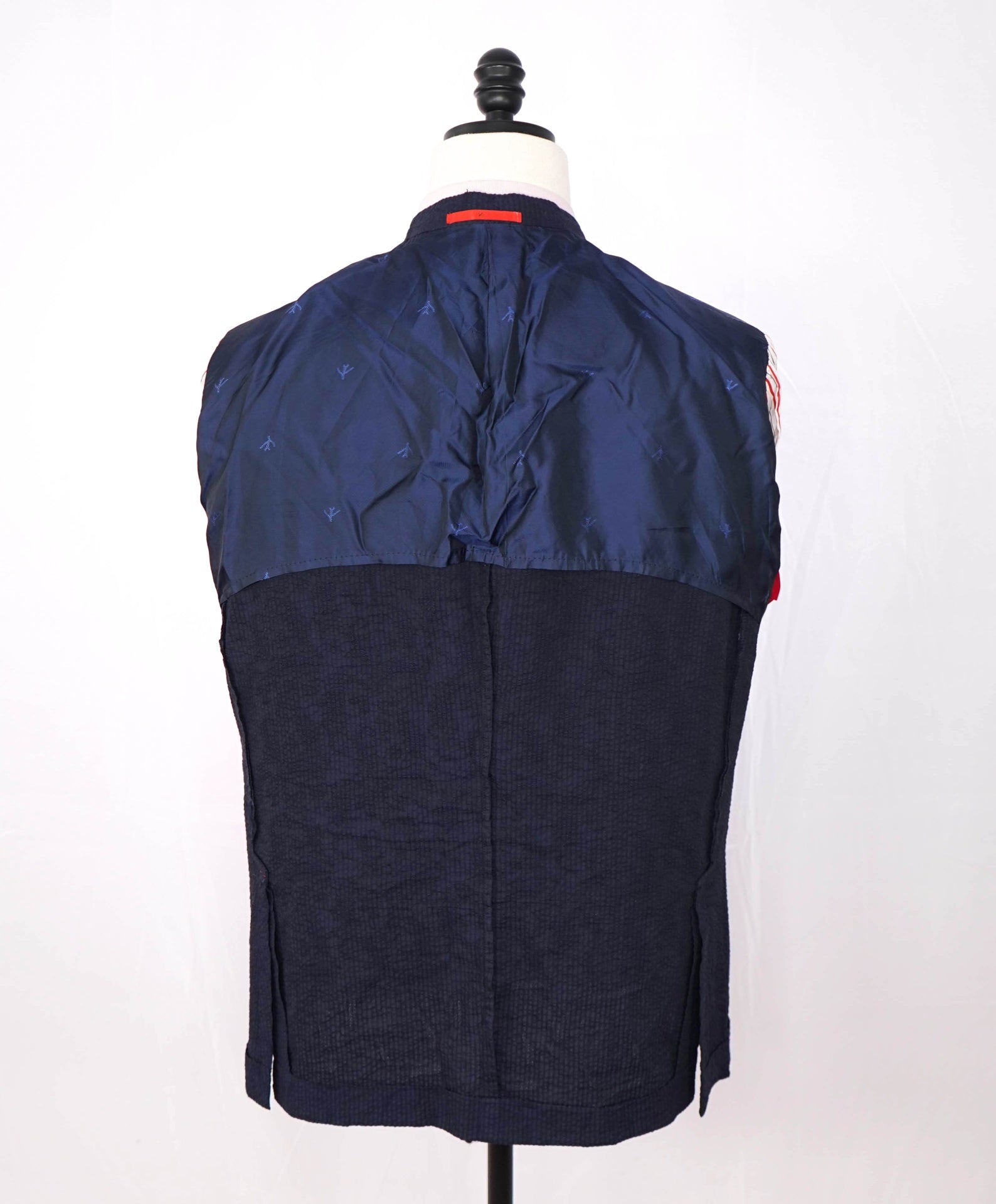 $3,000 ISAIA - Navy Blue Floral Seersucker Sport Jacket - 50R US