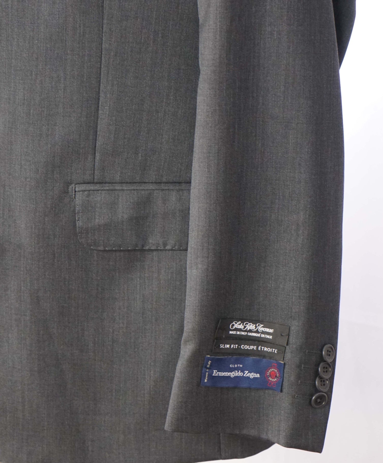 $1,295 ZEGNA For SFA - Solid Gray Wool/Silk Suit - 42S