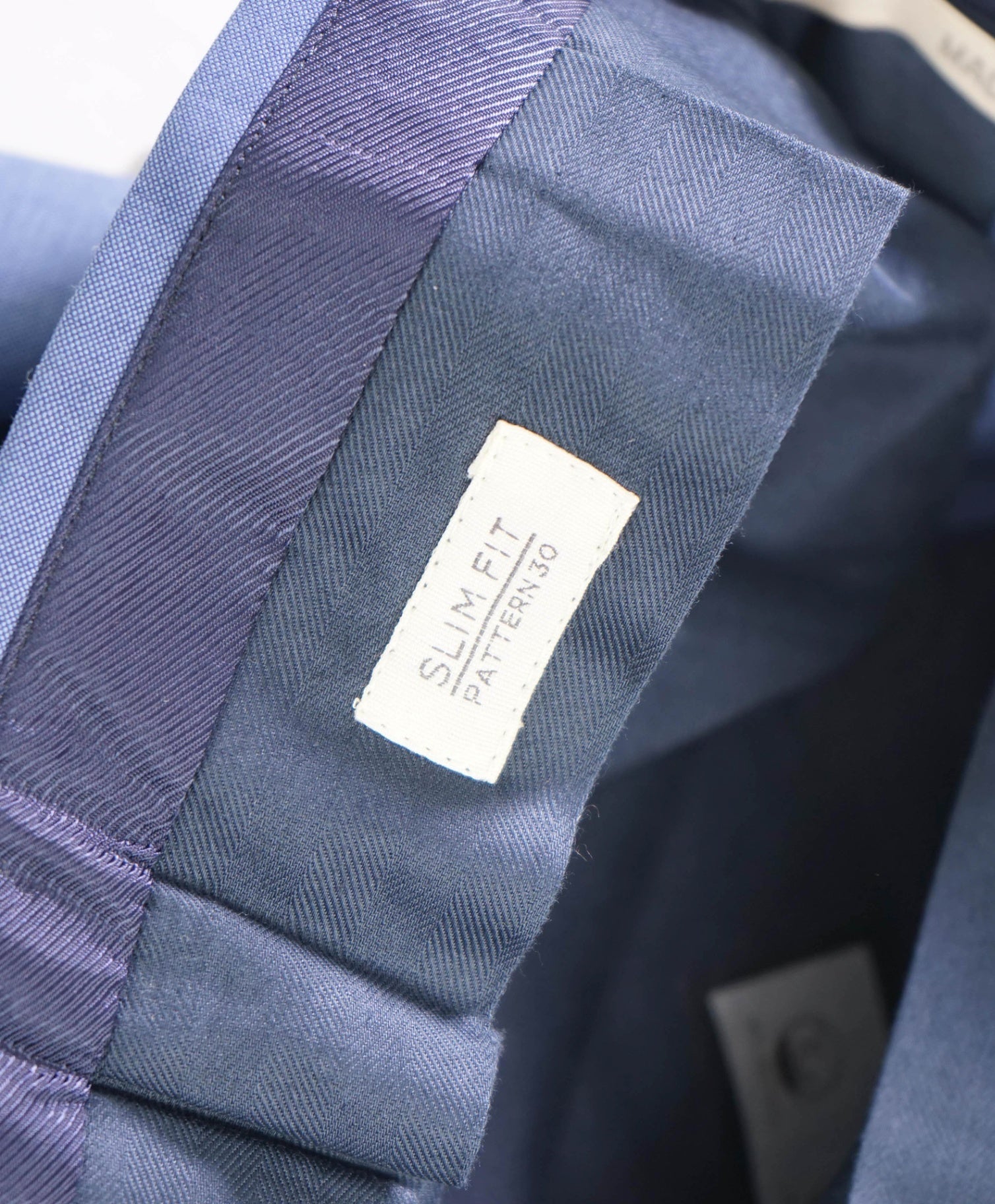 $455 INCOTEX - Solid Blue Wool "TRENTA" Pants - 34W