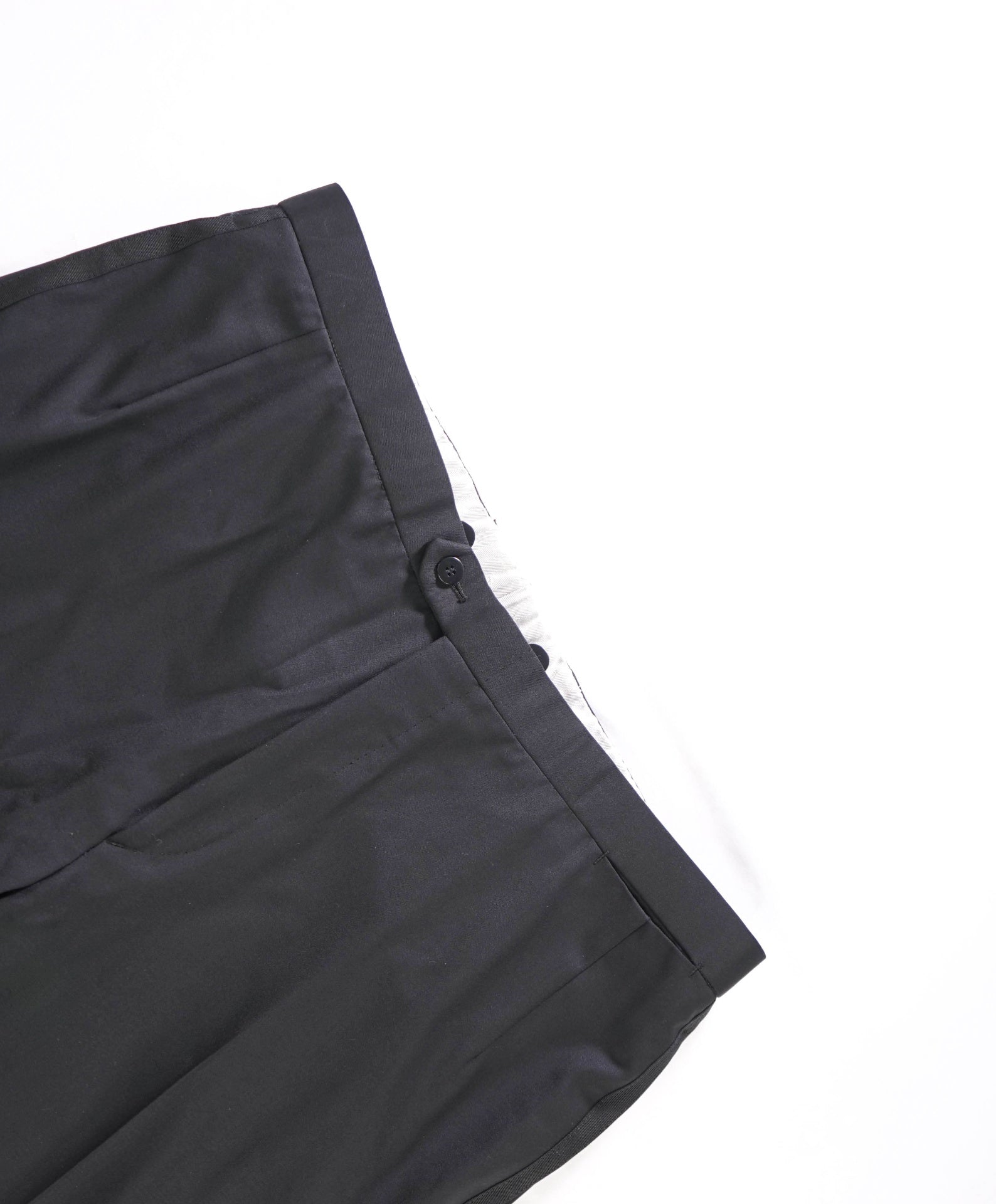 $1,295 BRIONI - Black Wool Tuxedo Pants - 38W