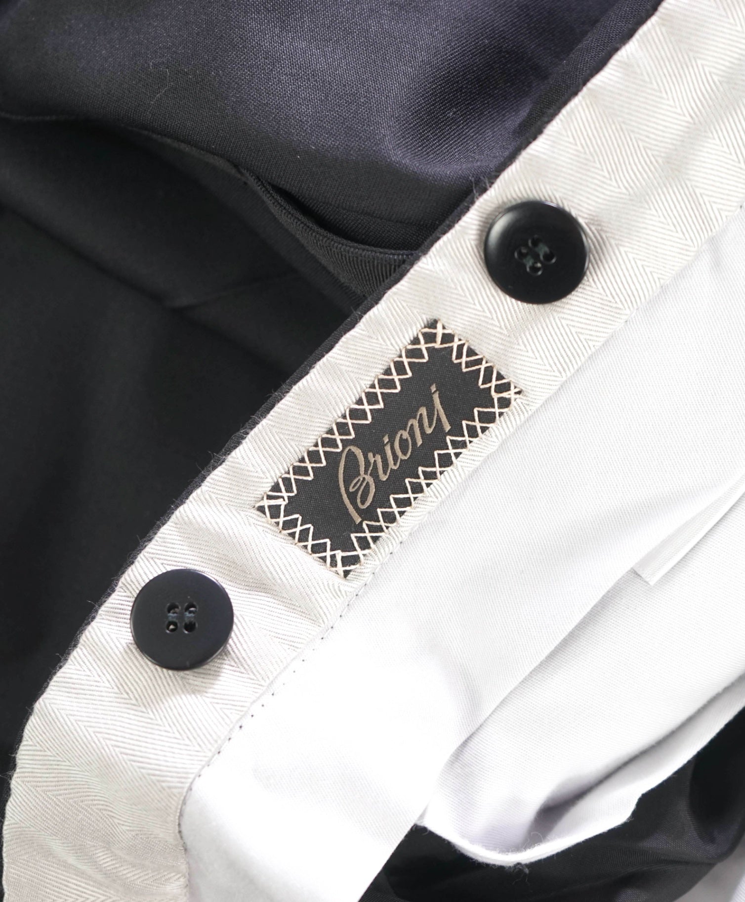 $1,295 BRIONI - Black Wool Tuxedo Pants - 38W