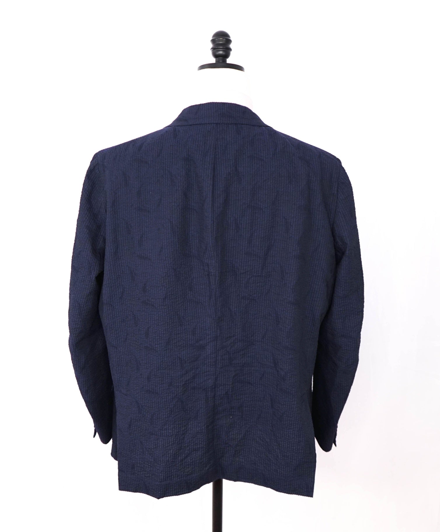 $3,000 ISAIA - Navy Blue Floral Seersucker Sport Jacket - 50R US