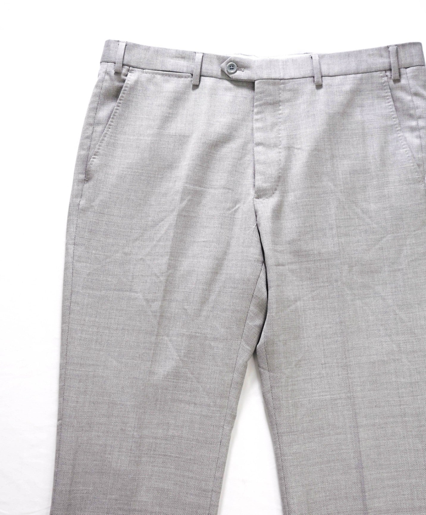 $495 EMPORIO ARMANI - Light Gray Birdseye Wool Pants - 37W