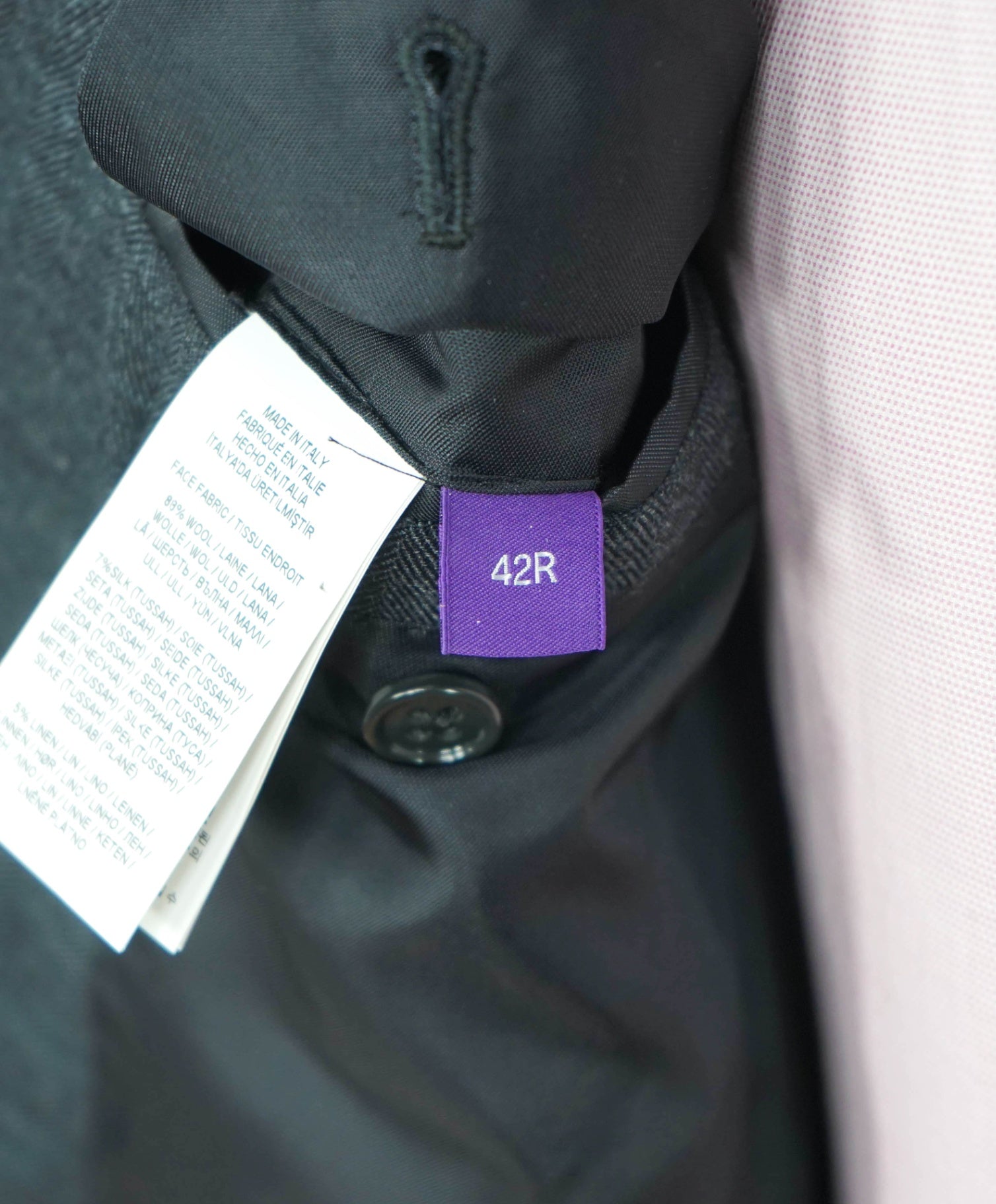 RALPH LAUREN PURPLE LABEL - Dark Gray Wool/Silk/Linen - 42R