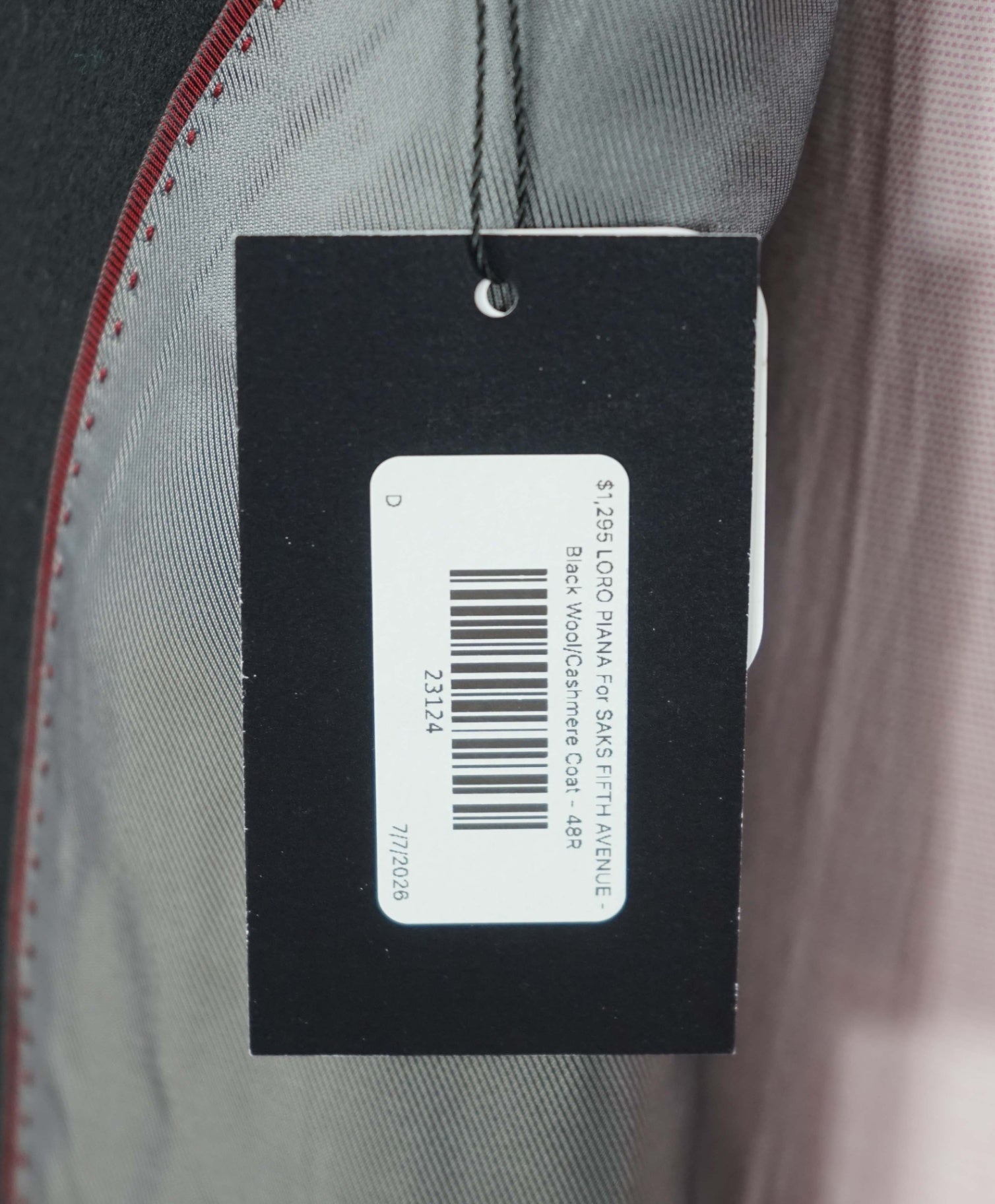 $1,295 LORO PIANA For SFA - Black Wool/Cashmere Coat - 48R