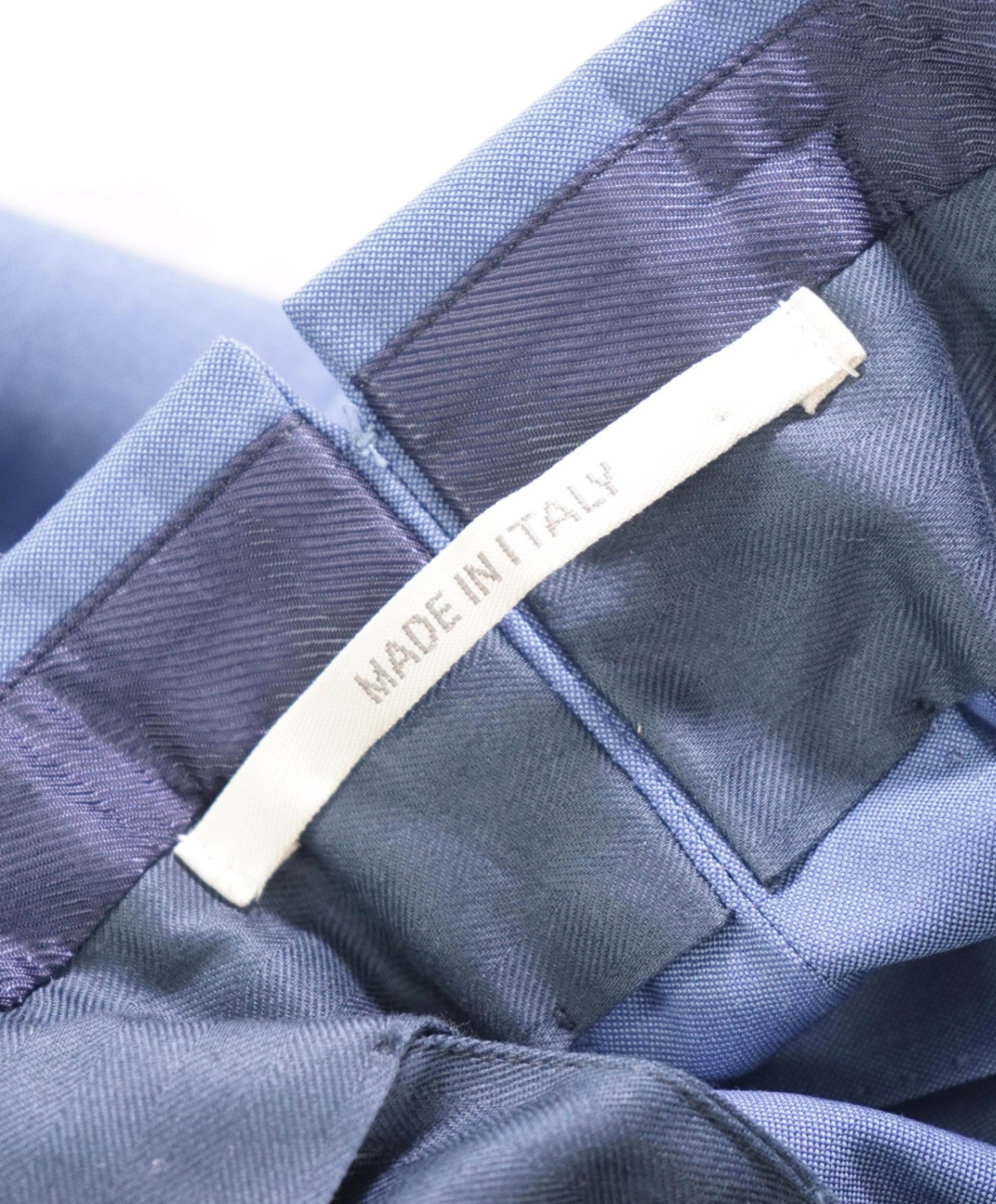 $455 INCOTEX - Solid Blue Wool "TRENTA" Pants - 34W