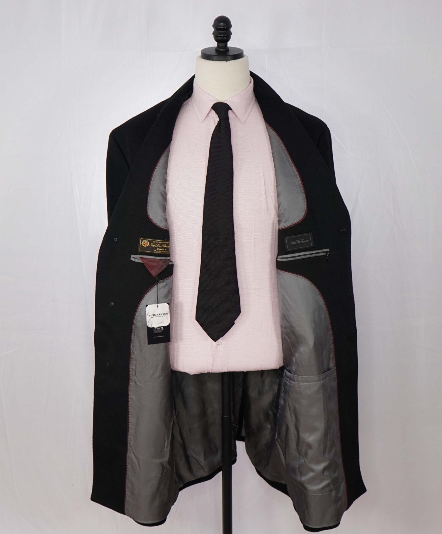 $1,295 LORO PIANA For SFA - Black Wool/Cashmere Coat - 48R