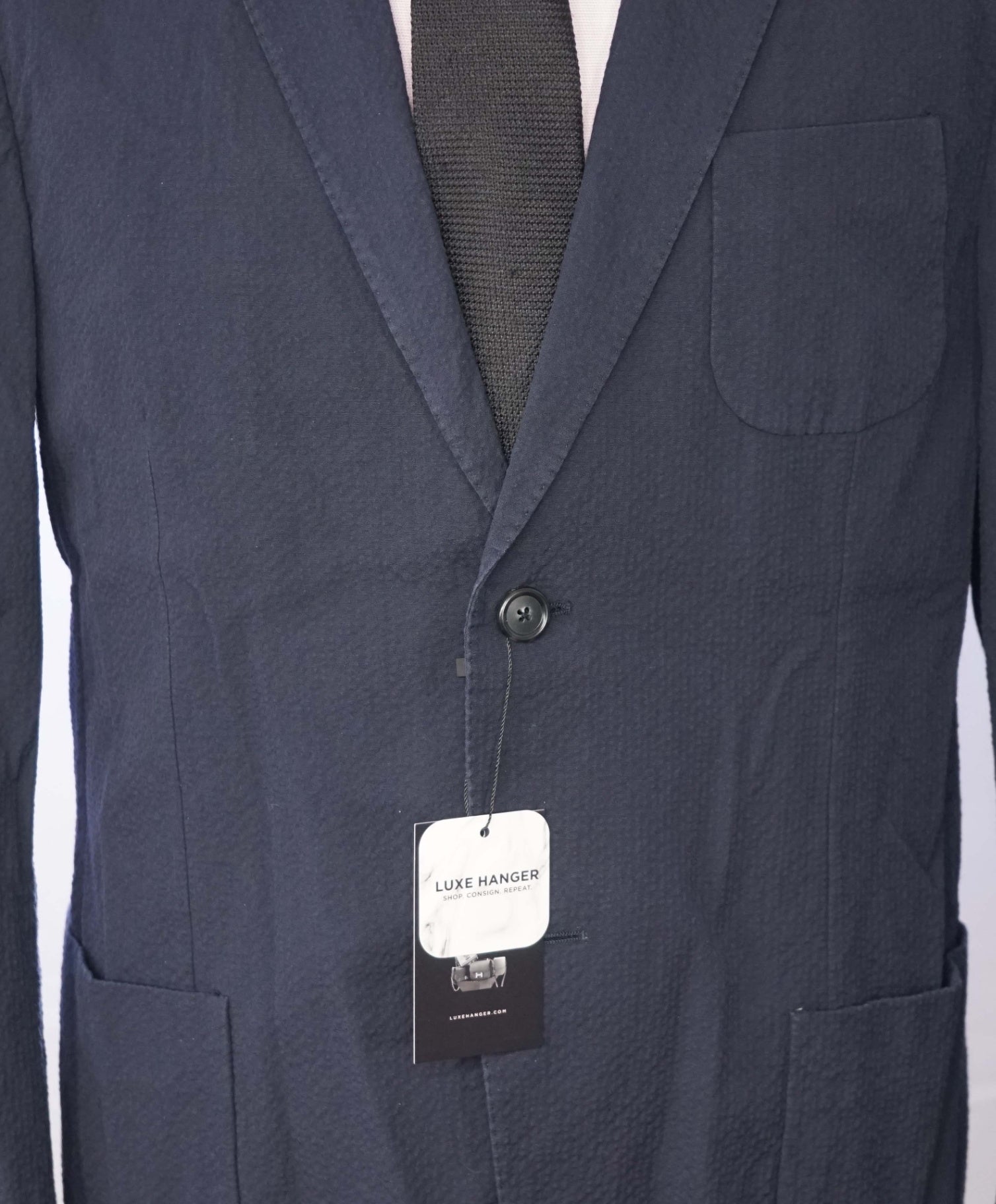 Z ZEGNA - Navy Blue Seersucker Sport Jacket - 42R (Fits 40R)