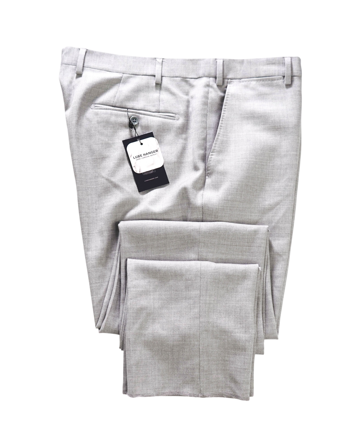 $495 EMPORIO ARMANI - Light Gray Birdseye Wool Pants - 37W