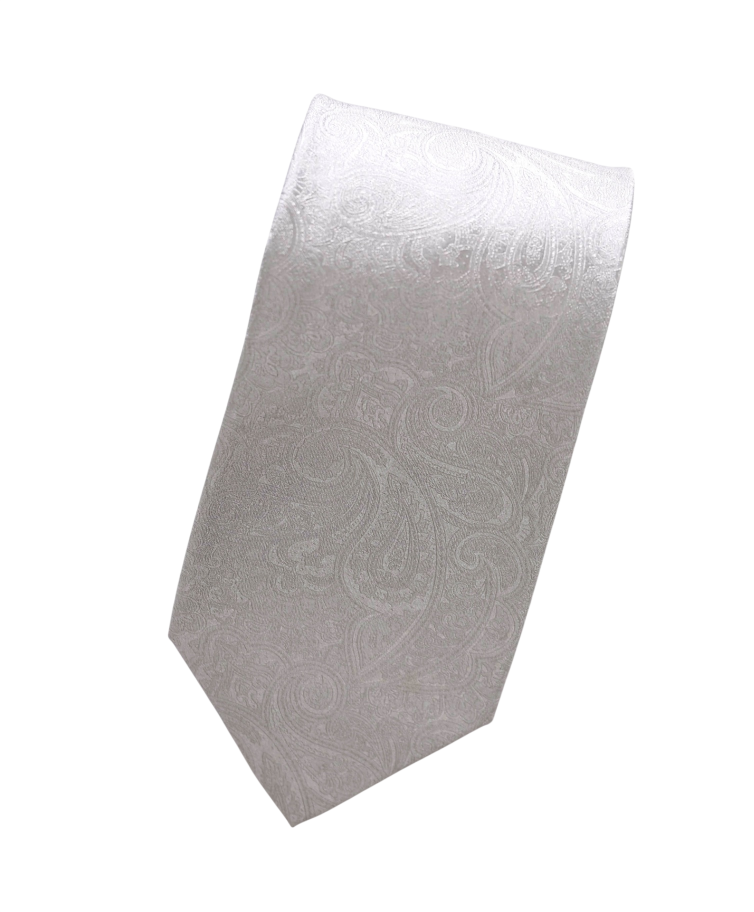 $350 STEFANO RICCI - Silver Paisley Silk - 3.25" Tie