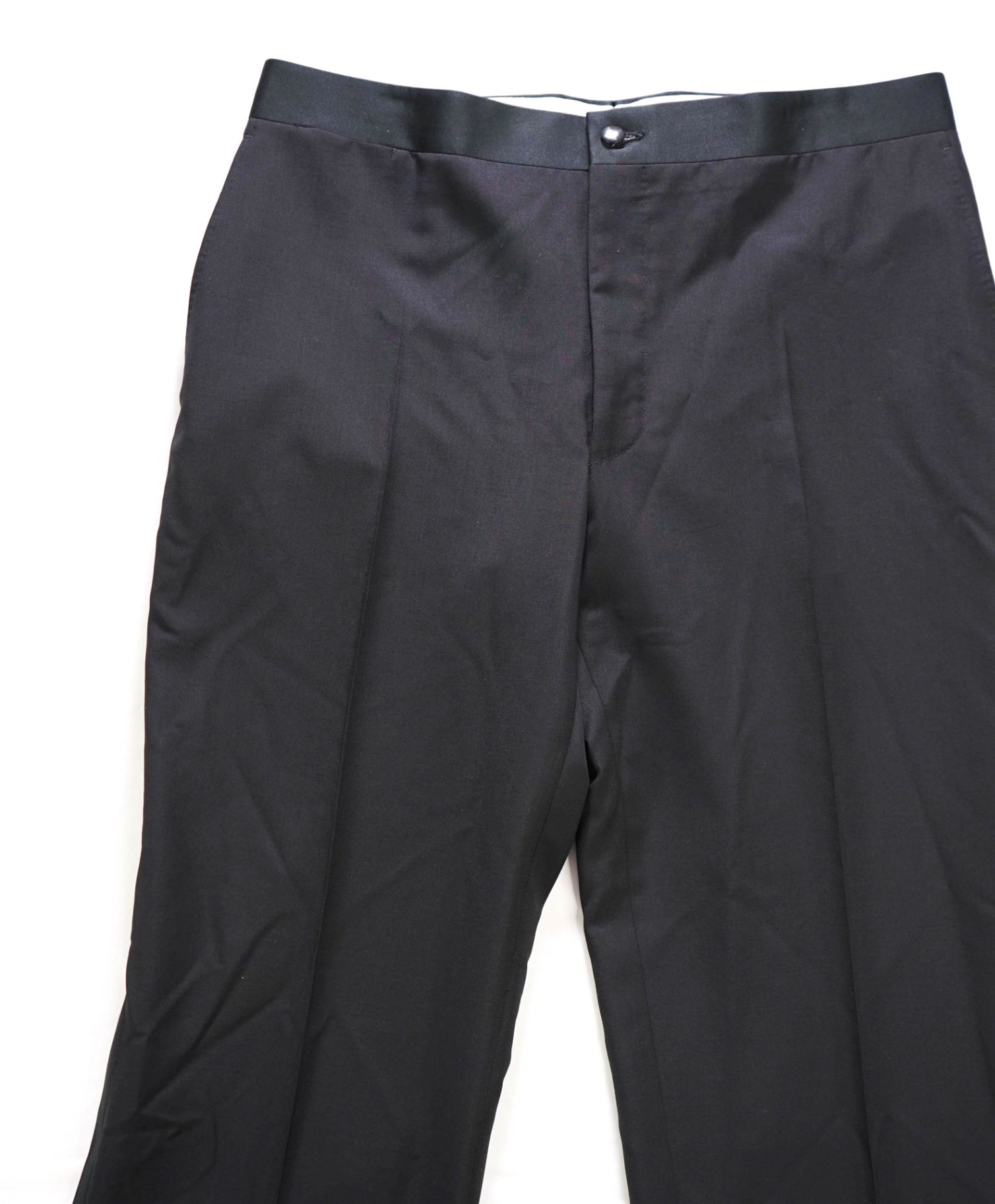$475 CANALI - Black Wool/Mohair Tuxedo Pants - 36W