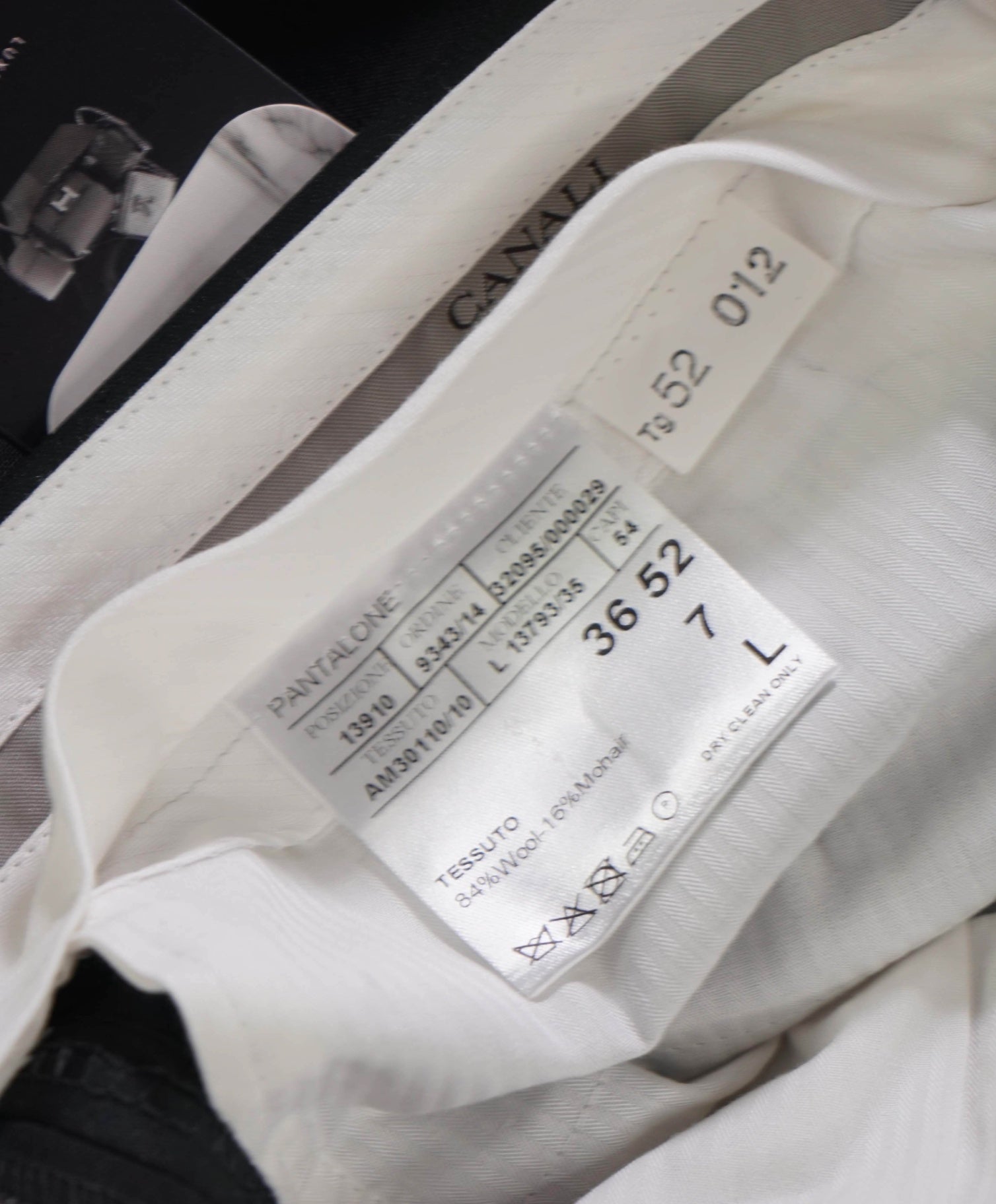 $475 CANALI - Black Wool/Mohair Tuxedo Pants - 36W
