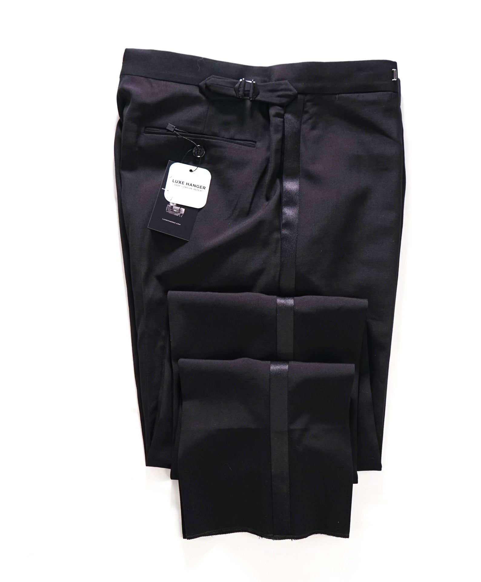 $995 RALPH LAUREN PURPLE LABEL - Black Tuxedo Pants - 32W