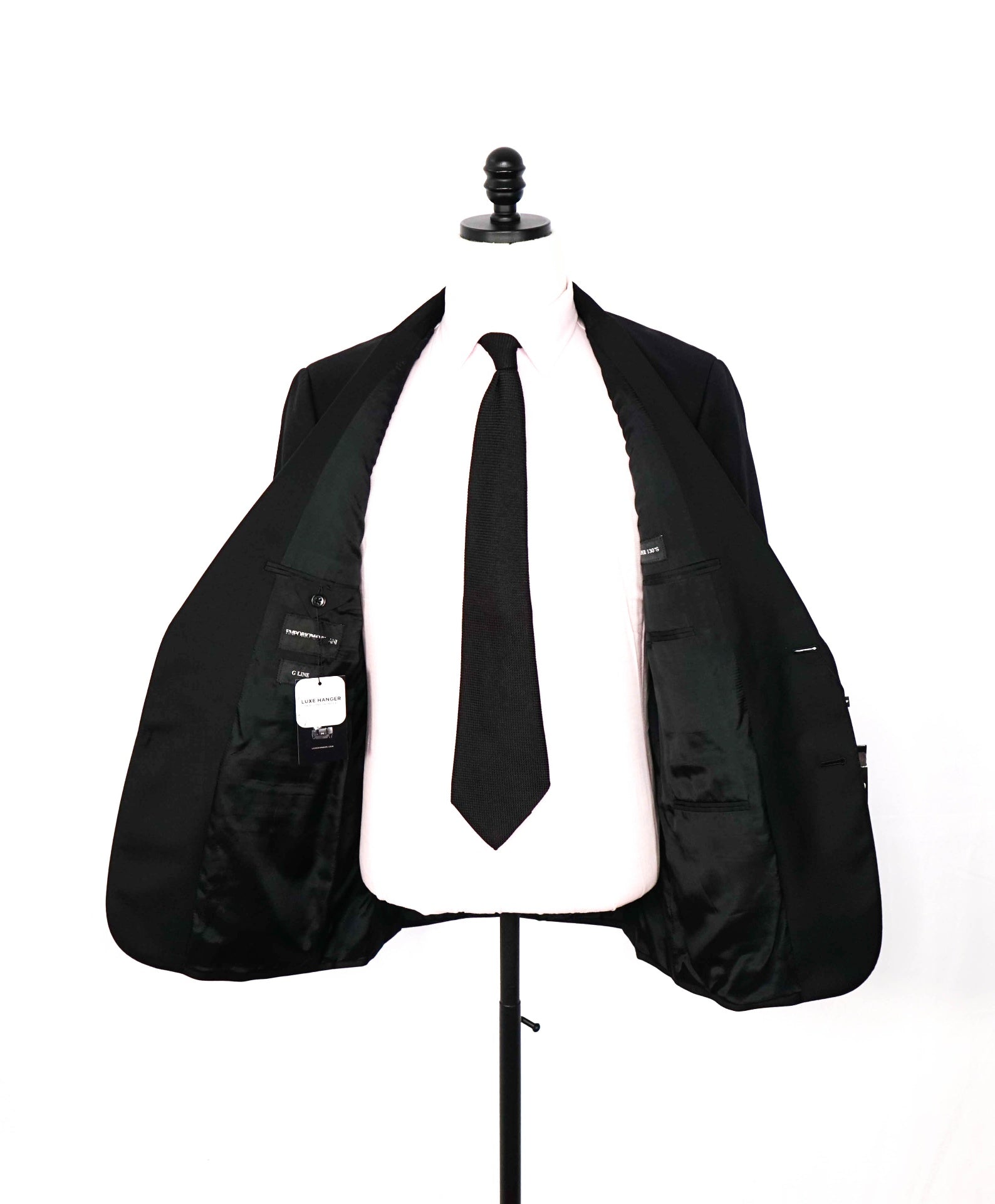 $1,495 EMPORIO ARMANI - Solid Black 130's Wool Blazer - 40R