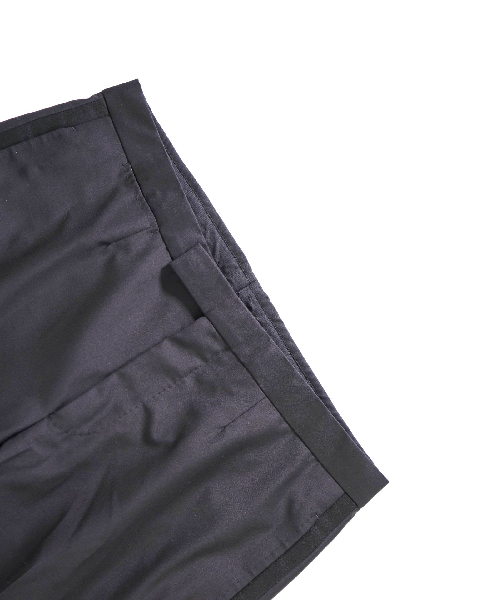 $890 ZEGNA - Black Wool/Silk Tuxedo Pants - 34W