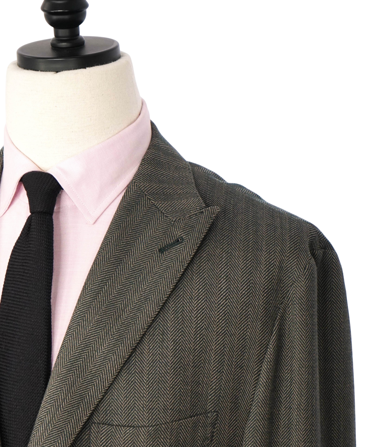 $1,395 ELEVENTY - Dark Green Herringbone Wool Blazer - 46