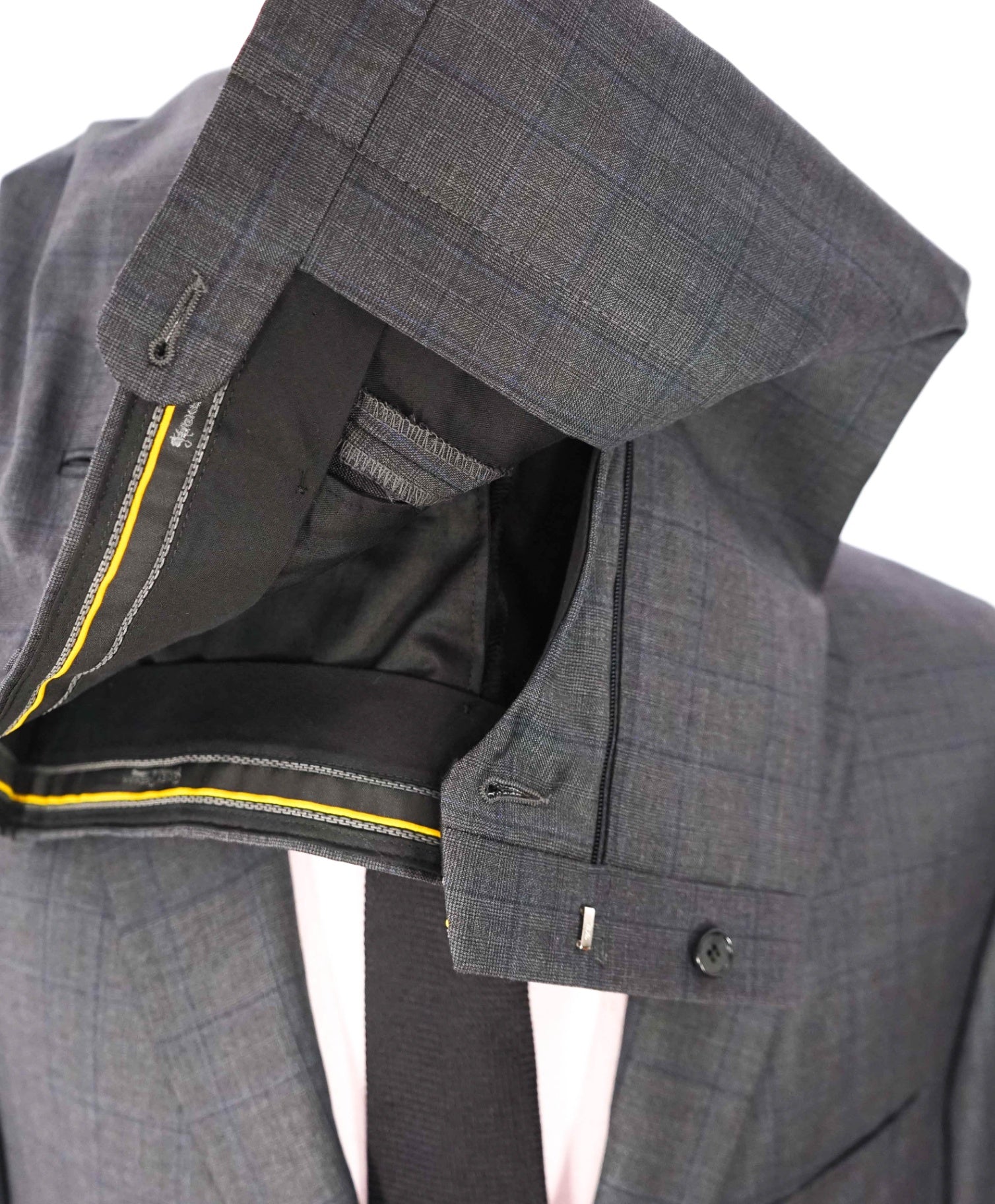 $1,695 LORO PIANA For HICKEY FREEMAN-Gray Plaid Wool Suit- 46R