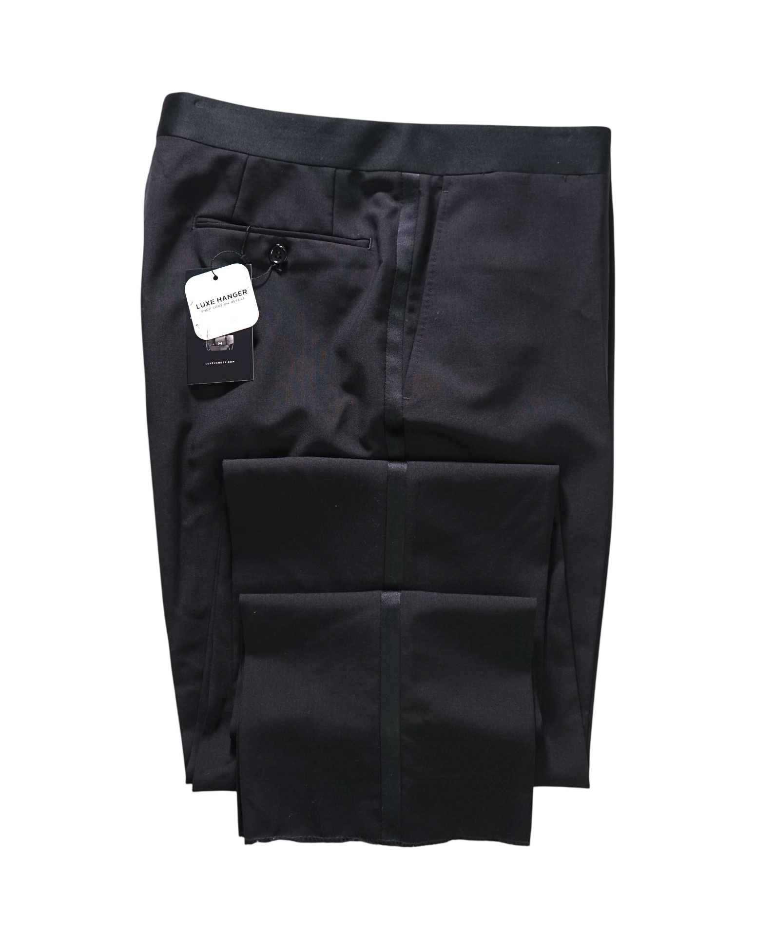 $475 CANALI - Black Wool/Mohair Tuxedo Pants - 36W