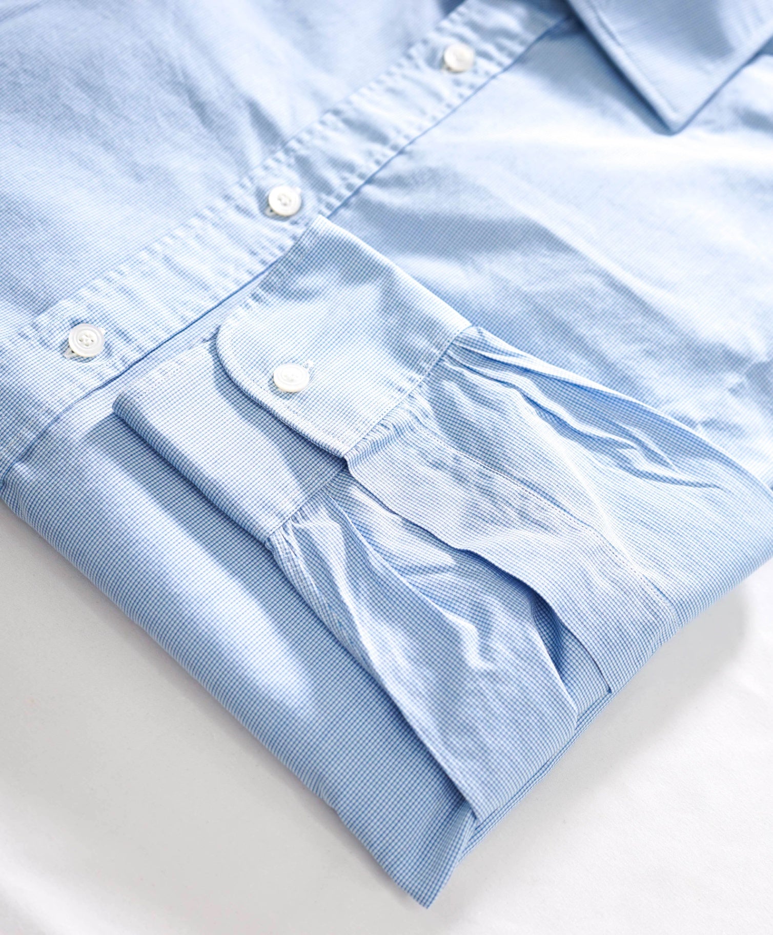 $765 CHARVET - Light Blue Micro Check Cotton Shirt - 16.5